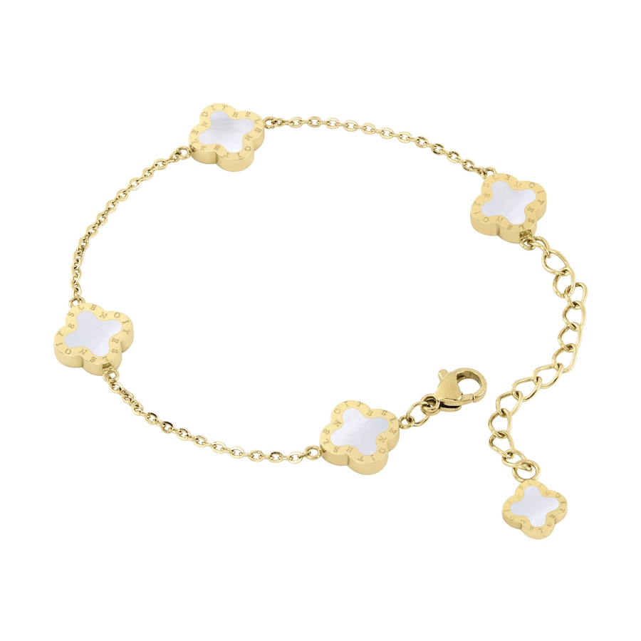 Lenoites Armband 'Four-leaf Clover Mini' gold white Hellbraun Damen