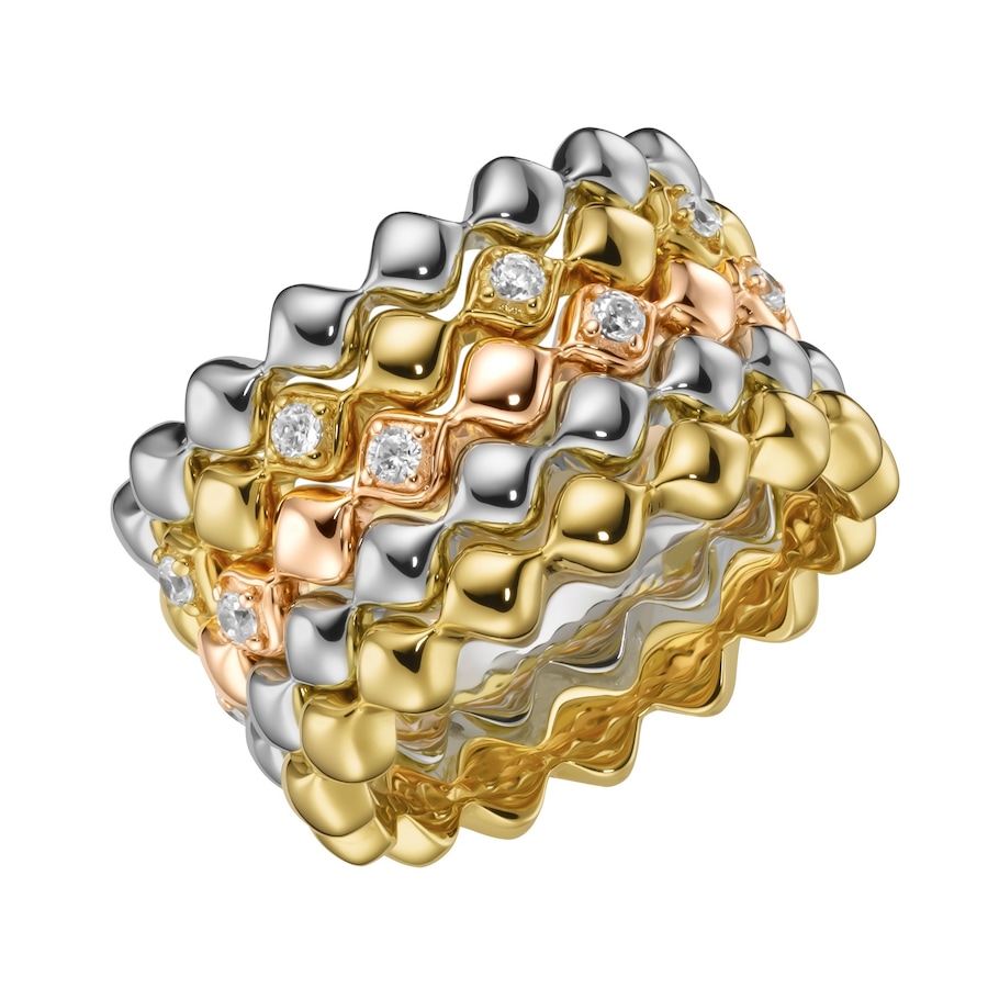 Giorgio Martello Milano Ring 5-teilig mit Zirkonia, tricolor, Silber 925 52 Hellbraun