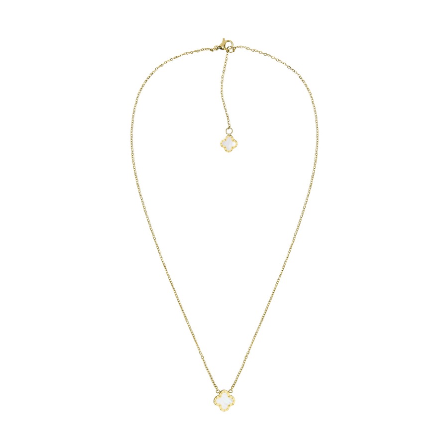 Lenoites Kette Mit Anhänger 'Four-leaf Clover Mini' gold white Hellbraun Damen