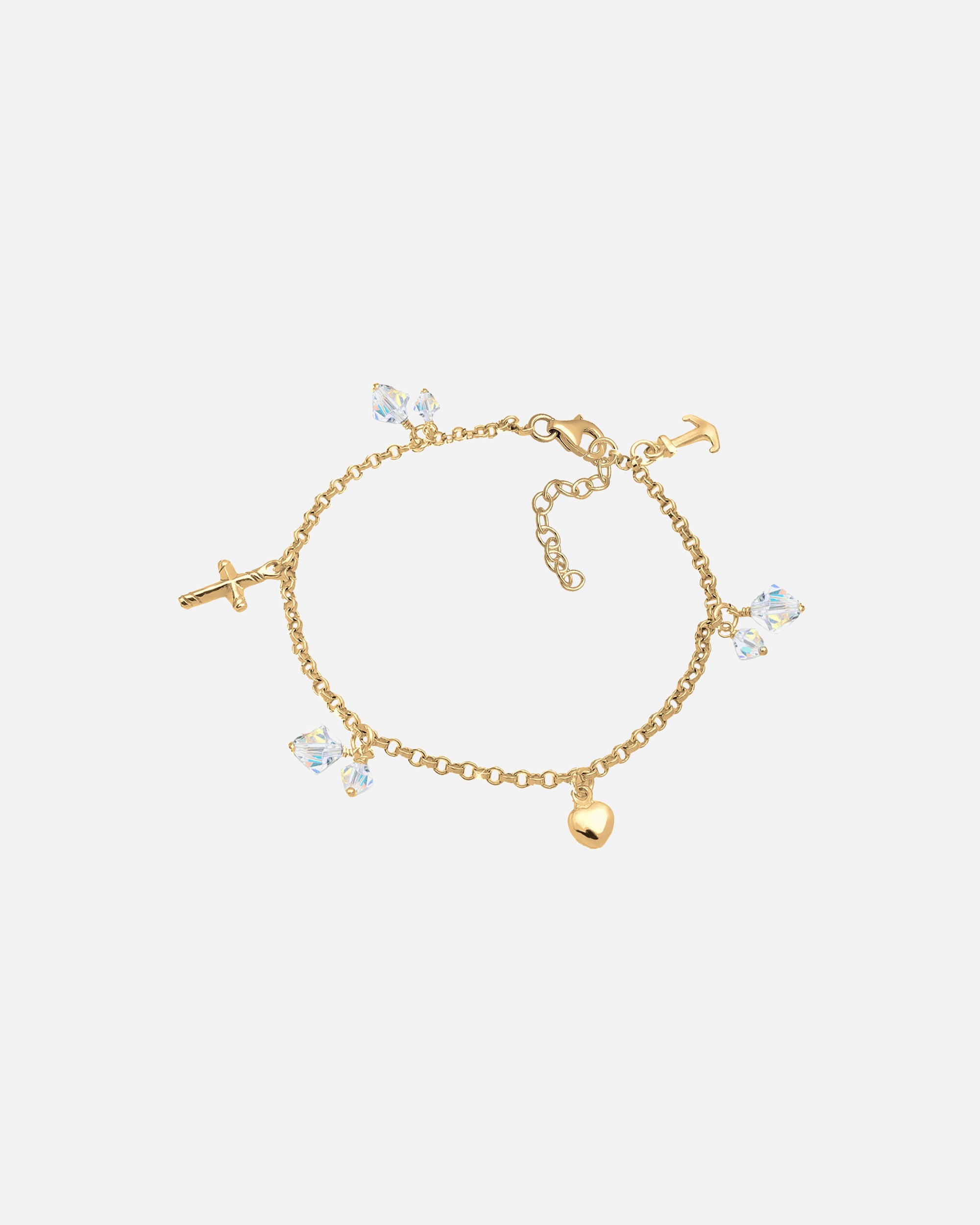 Armband für Weiblich Elli Kreuz Herz Anker 925 Silber vergoldet, mit Kristallen von Swarovski® 16