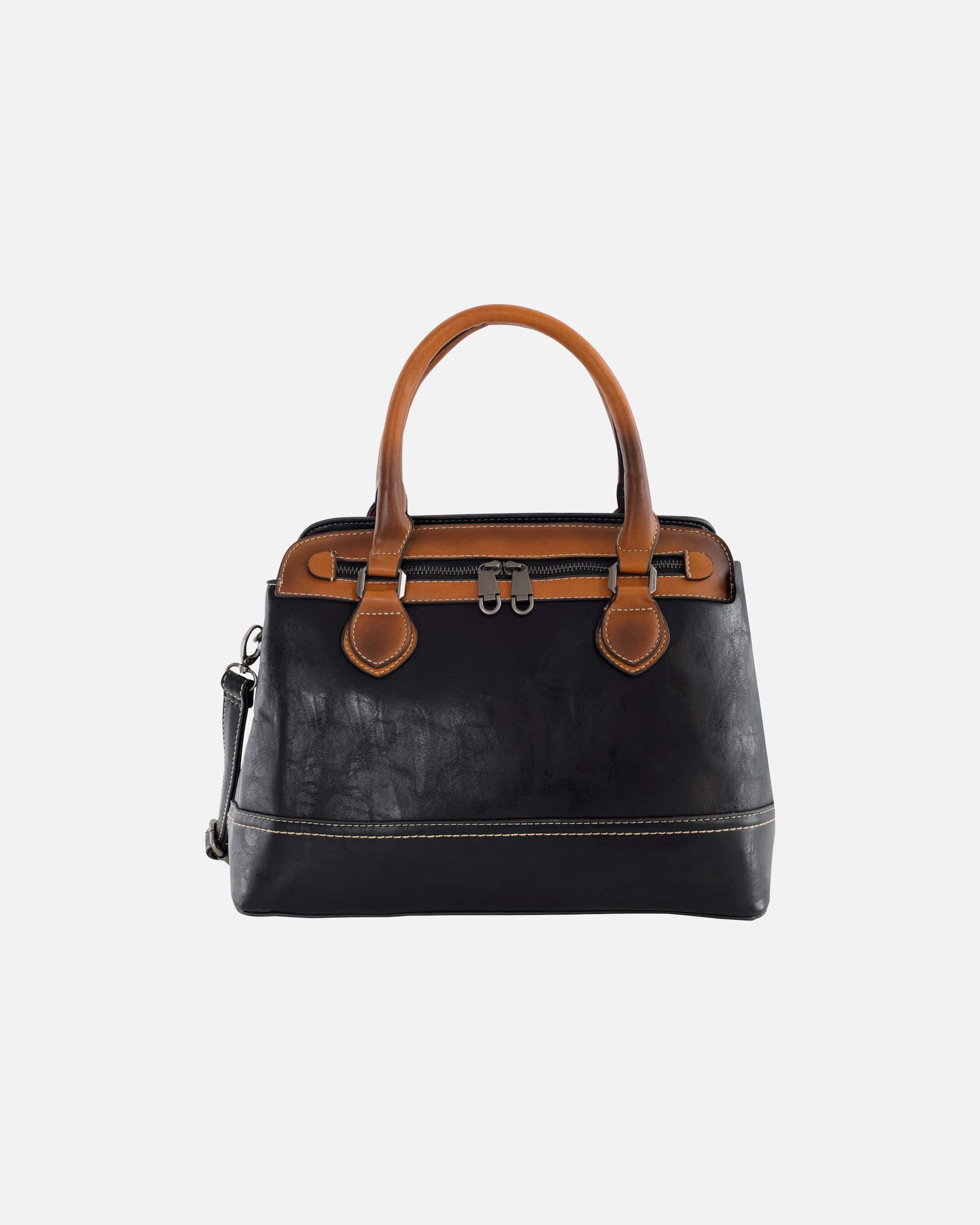 Handtasche für Unisex HARPA Henkeltasche VALERA mit zwei Hauptfächern und Handyfach schwarz