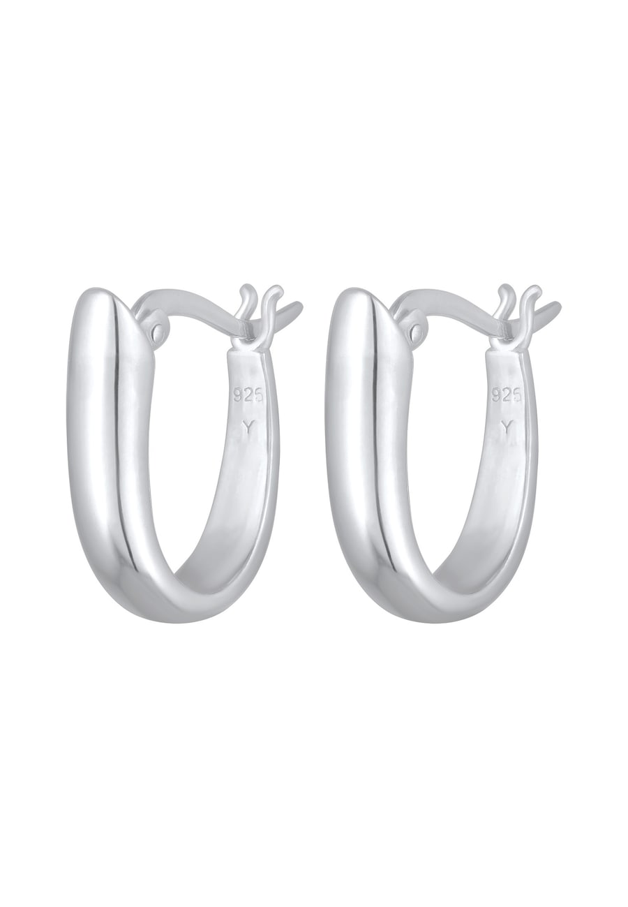 Elli Creolen Bügelcreolen Oval geformt 925 Silber silberfarben Damen