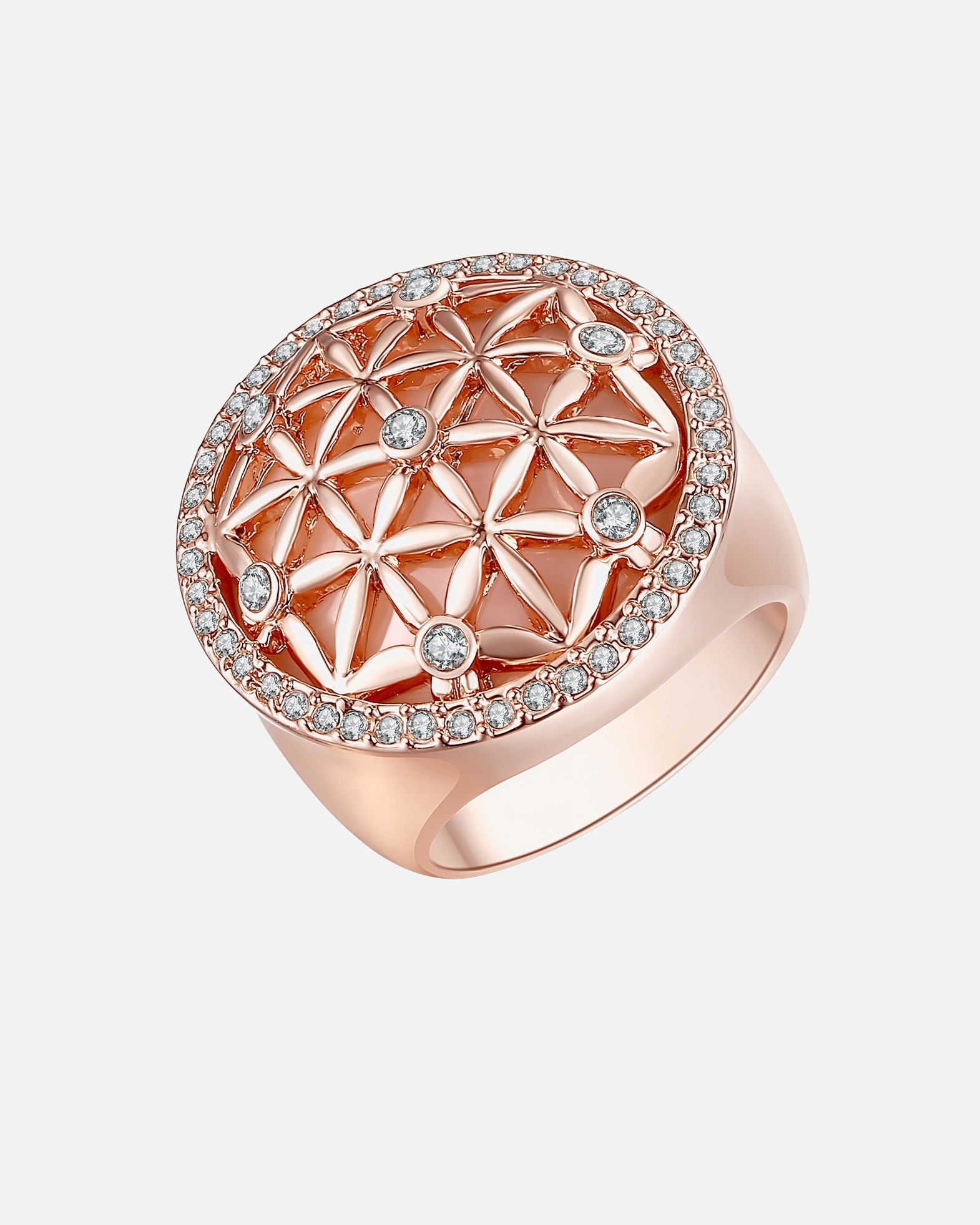 Ring für Weiblich Lulu & Jane Ring aus Metall-Legierung in Roségold mit verziert mit Kristallen von Swarovski® 50