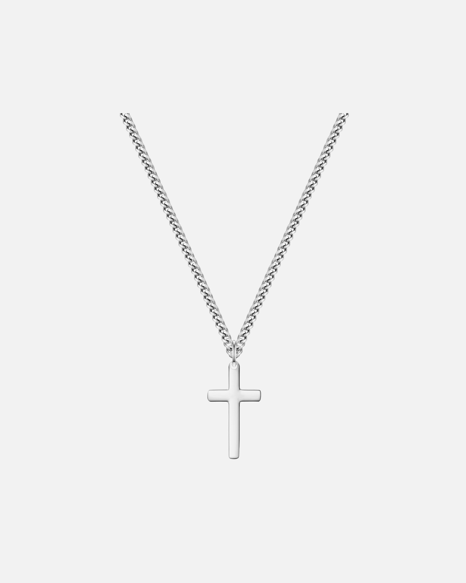 Halskette für Männlich True Rebels Kreuz aus Edelstahl in silber 50,0 cm Basiskette + 5,0 cm Verlängerung