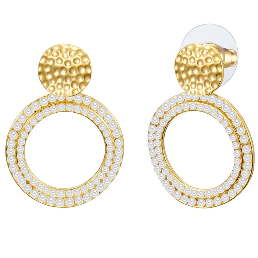 Lulu & Jane Ohrhänger aus Metall in Gelbgold mit Perle (synth.) 30,3 mm Damen