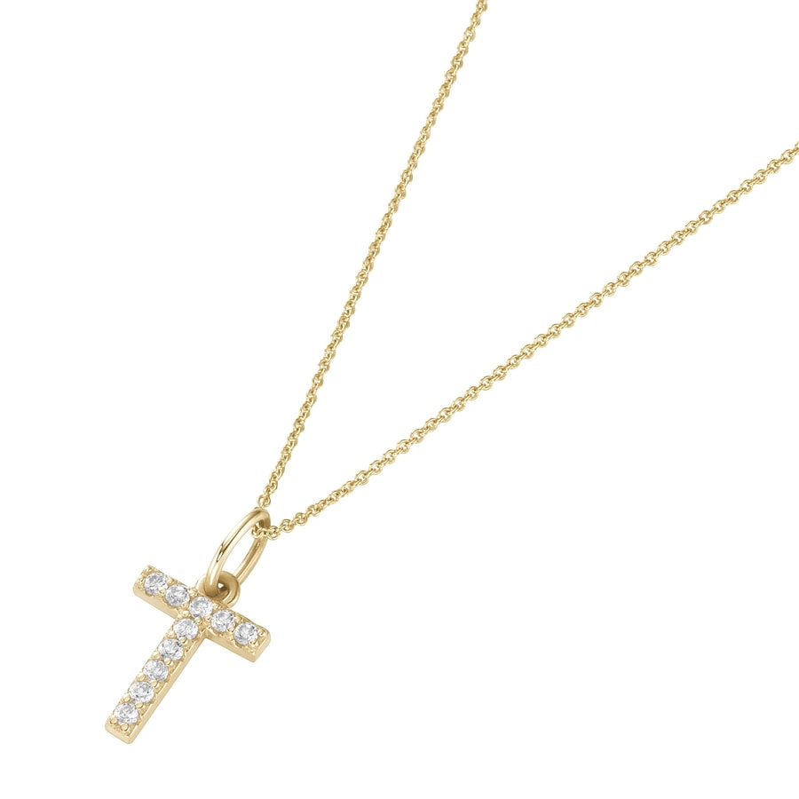 Luigi Merano Kette Anhänger Buchstabe T mit Zirkonia, Gold 375 45 cm Damen