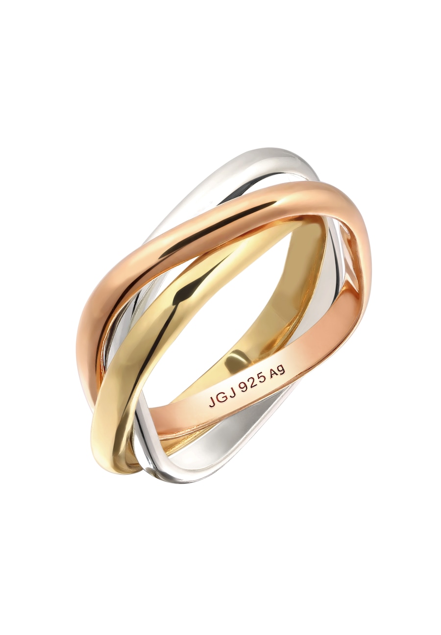 Elli Wickelring Tri-Color 925 Sterling Silber vergoldet 54 Damen