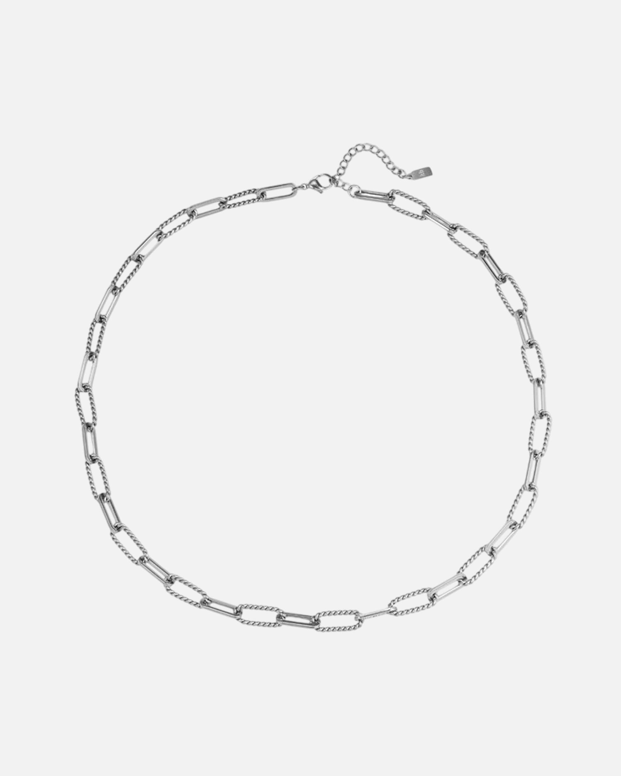 Halskette für Männlich Hey Happiness Default Brand Line Twisted Paperclip Kette aus Edelstahl Silber