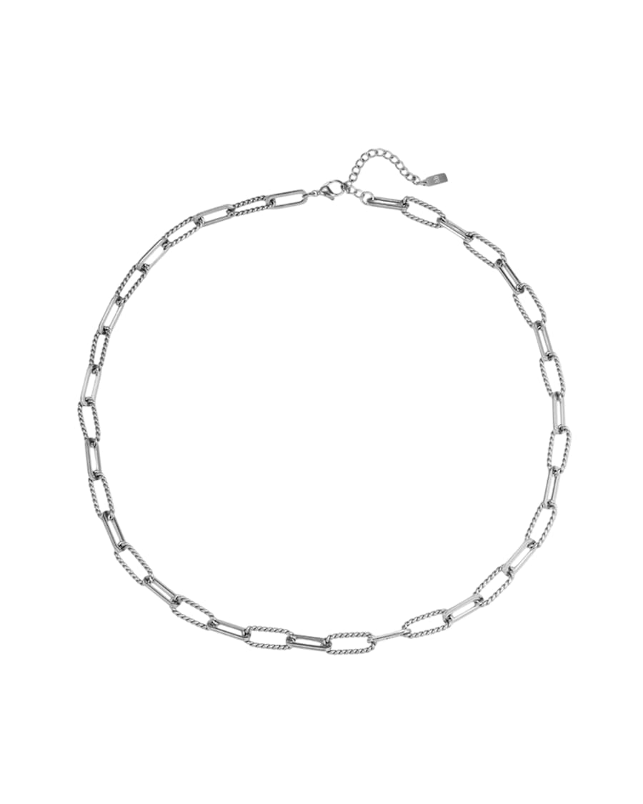 Hey Happiness Twisted Paperclip Kette aus Edelstahl Silber Herren