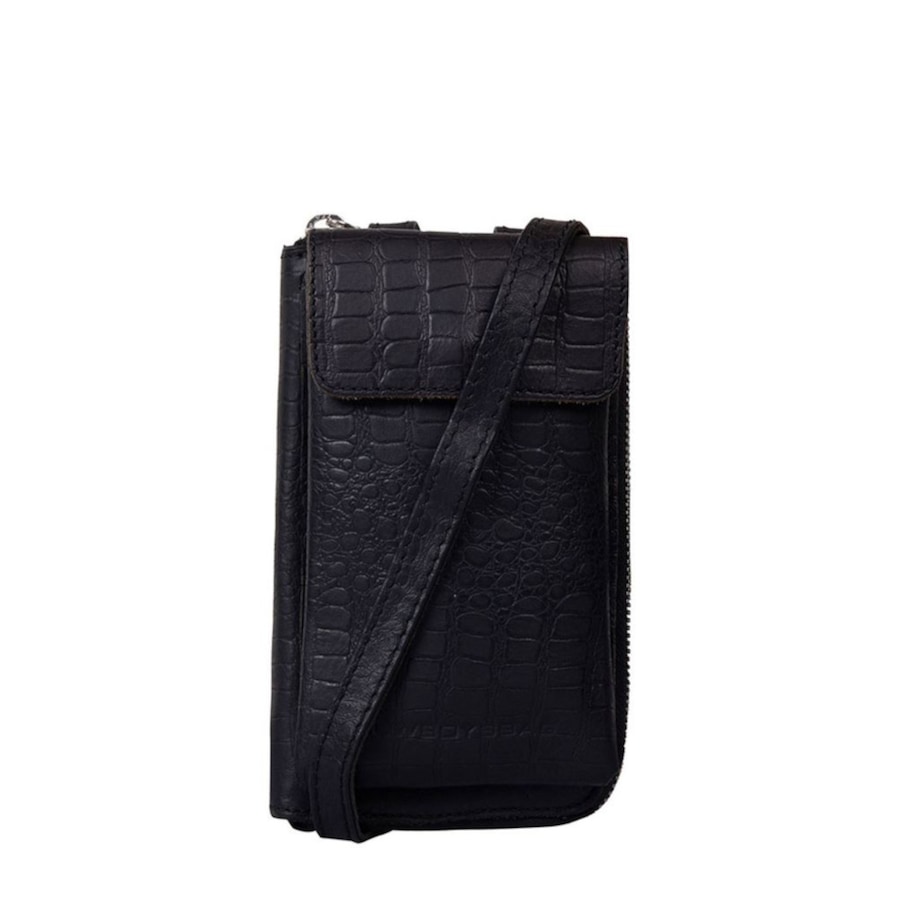 Cowboysbag Bonanza Garston Handytasche Leder 9 cm croco black Schwarz Damen