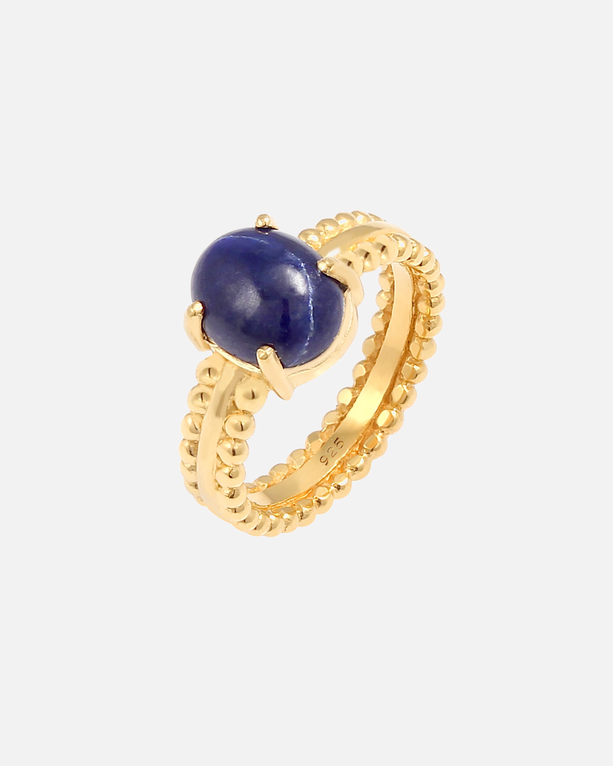 Ring für Weiblich Elli PREMIUM Labis Lazuli Edelstein Oval 925 Silber vergoldet 54