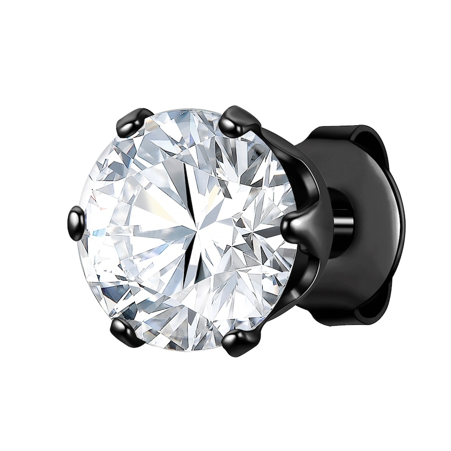 True Rebels Ohrstecker aus Edelstahl in Schwarz mit Zirkonia 7,9 mm Herren