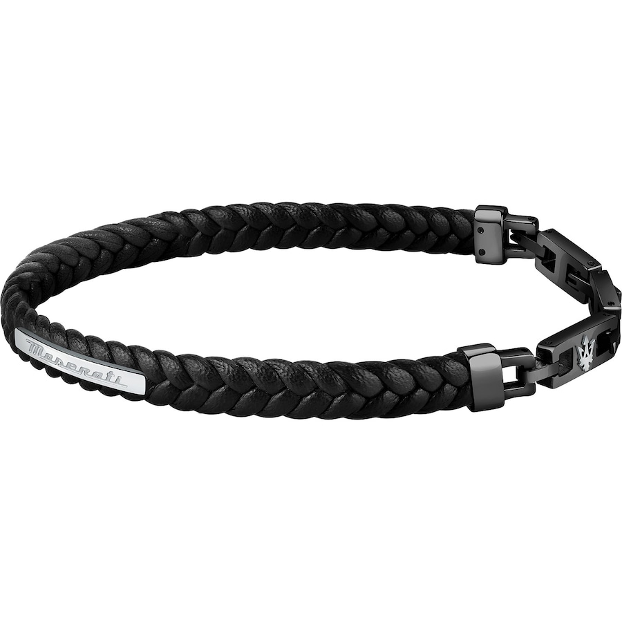 Maserati Armband Edelstahl, Leder, recycelt schwarz Herren