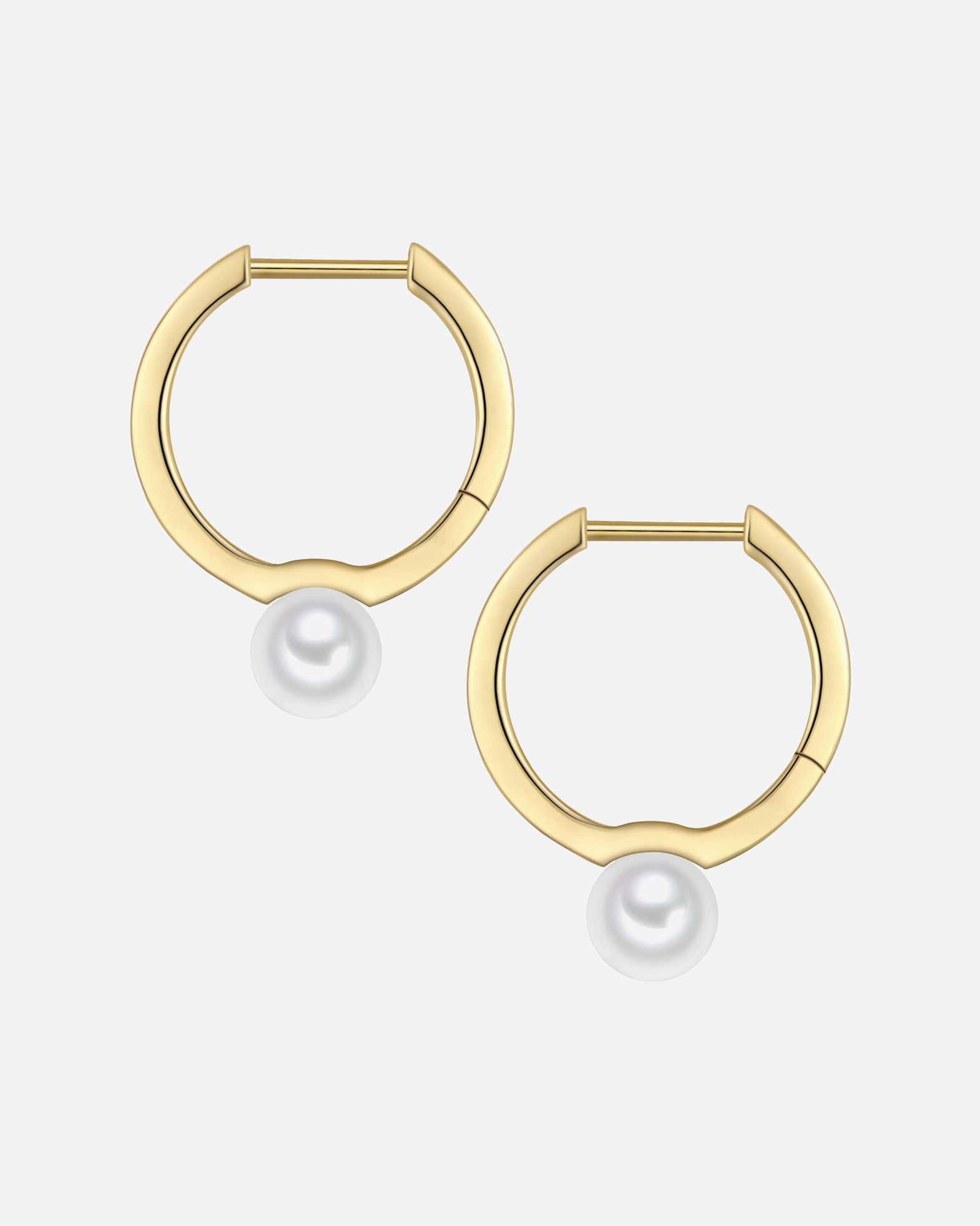 Creolen für Weiblich Rafaela Donata Creolen aus Sterling Silber in gelbgold mit Muschelkernperle 22,3 mm