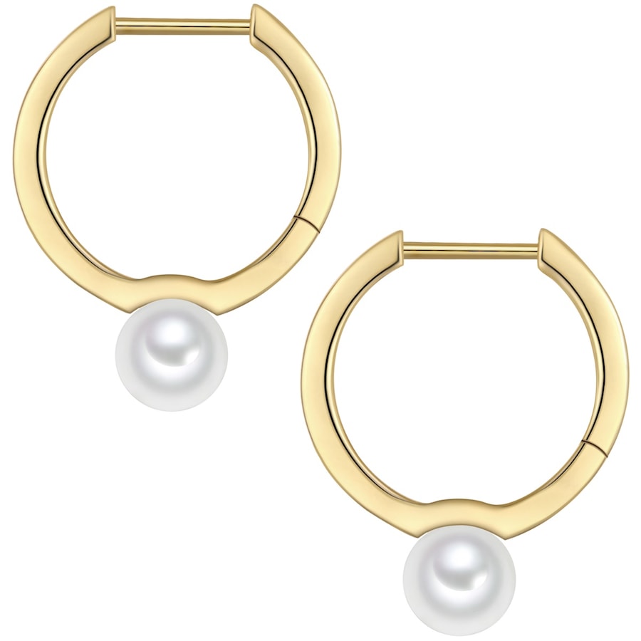 Rafaela Donata Creolen aus Sterling Silber in gelbgold mit Muschelkernperle 22,3 mm Damen