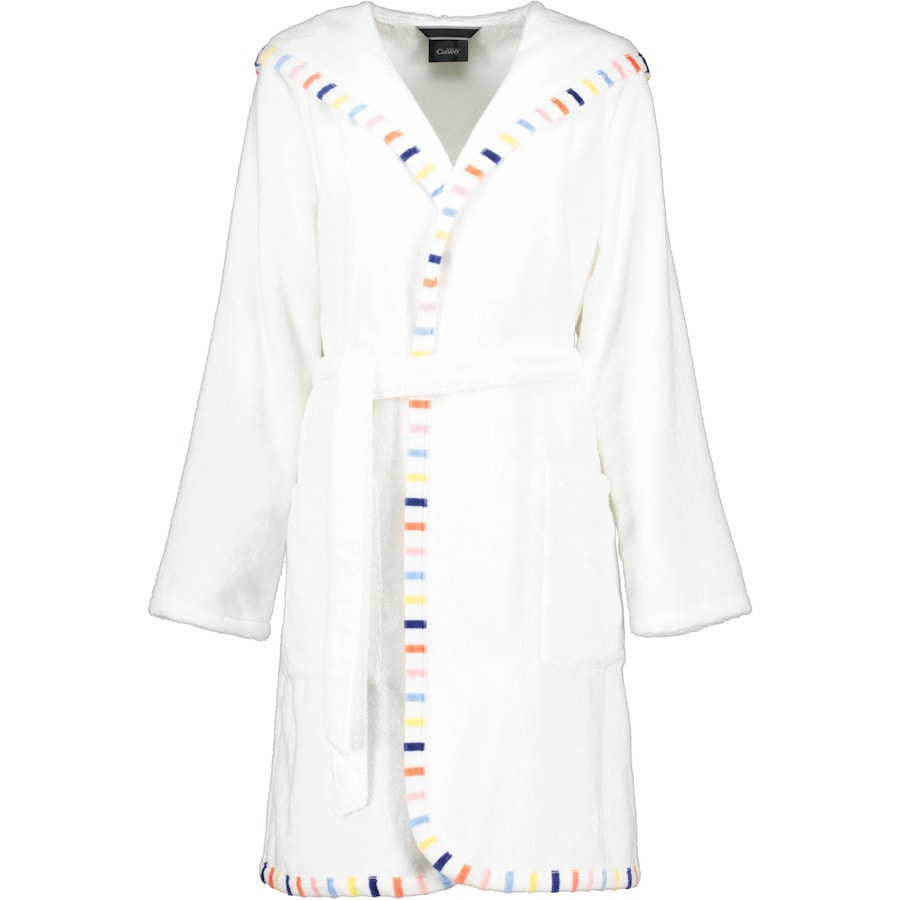 Cawö Bademäntel Damen Kurzmantel mit Kapuze Uni Borte 3345 weiß - 662 L Weiss