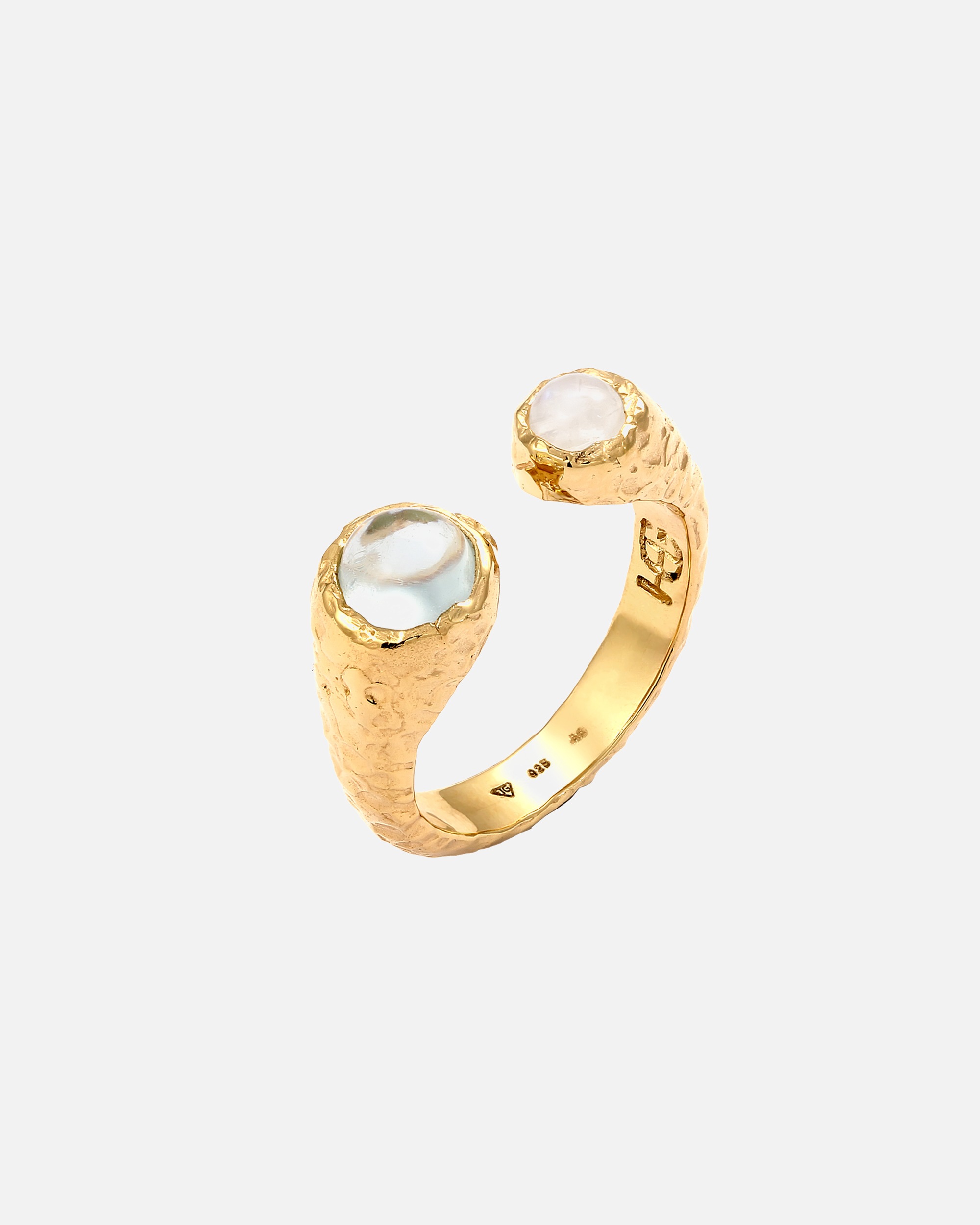 Ring für Weiblich Haze & Glory Default Brand Line Aquamarin Mondstein 925 Sterling Silber 54
