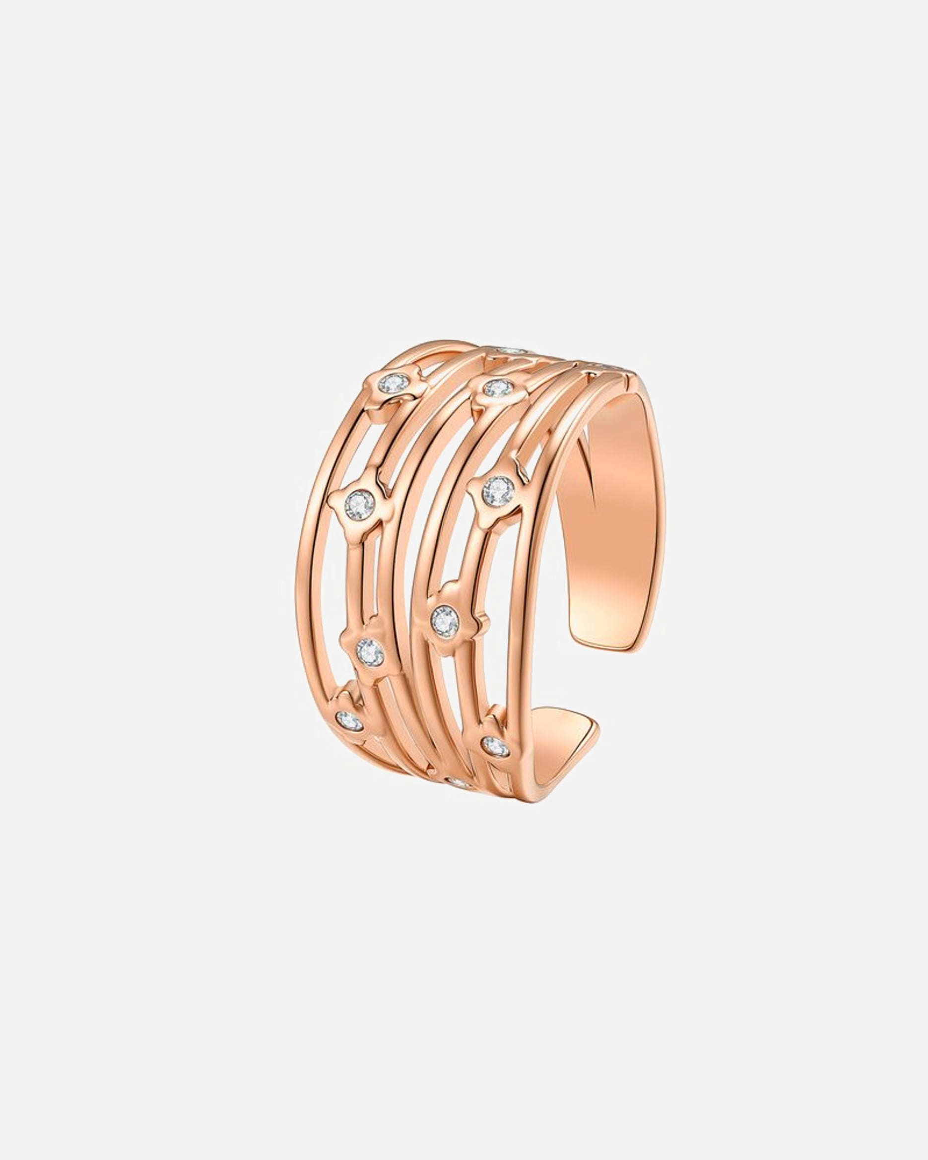 Ring für Weiblich Hey Happiness Default Brand Line Multi Band Kristall Open Ring – Edelstahl Statement Ring Rosegold