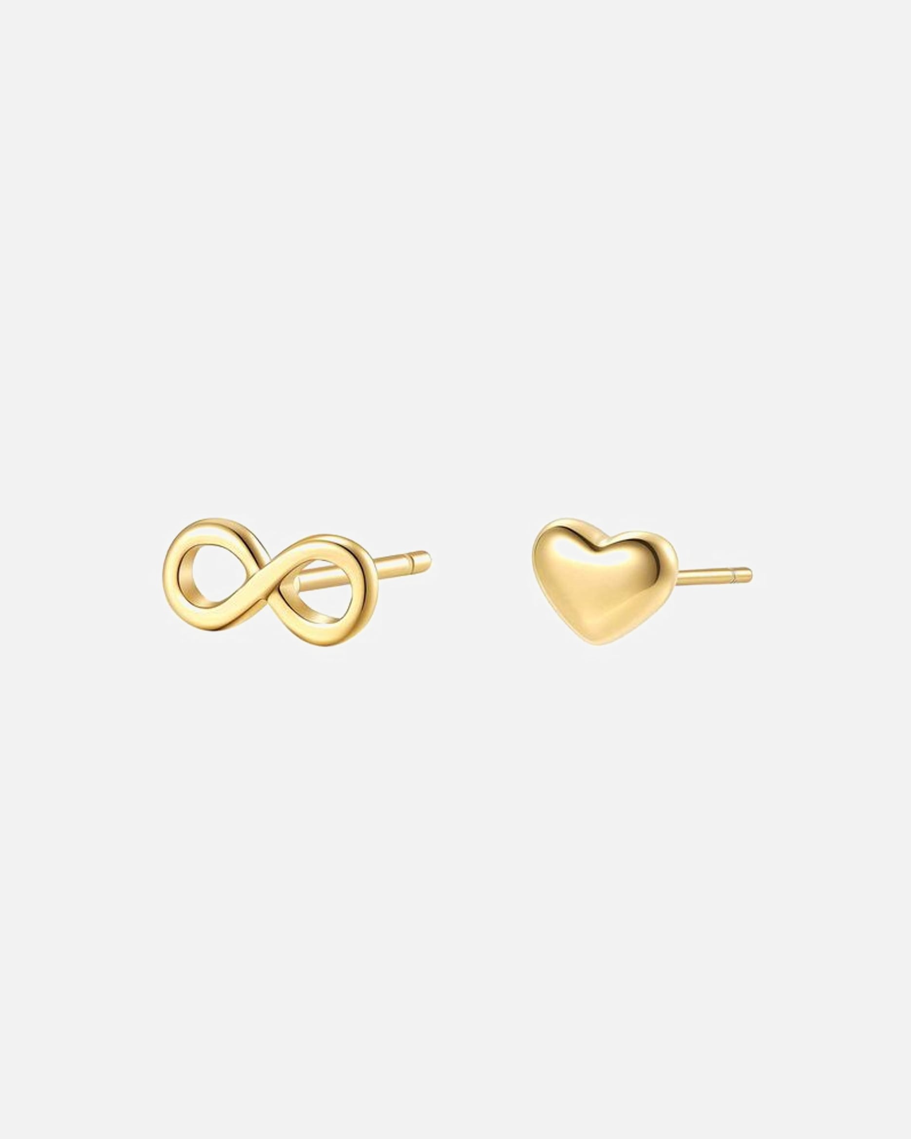 Ohrringe für Weiblich Hey Happiness Default Brand Line Infinity Herz Ohrstecker – Edelstahl Ohrringe – wasserfest Gold