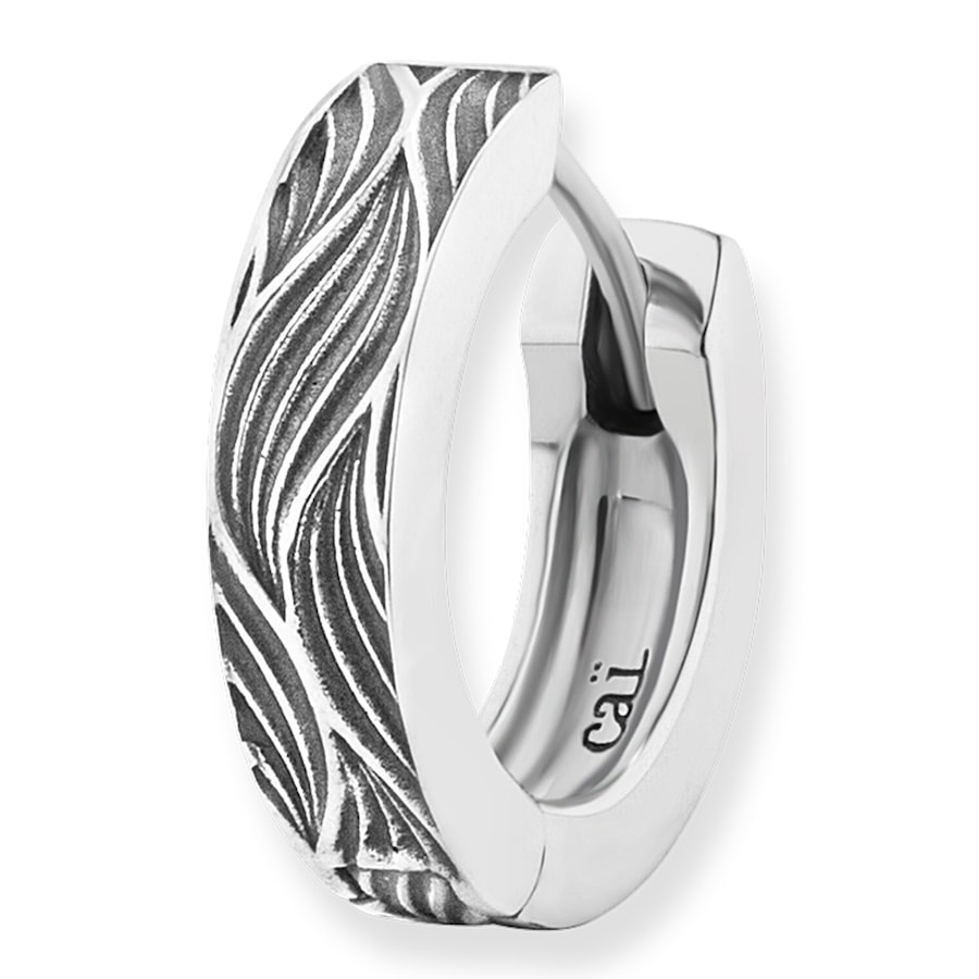 caï Single-Ohrring 925/- Sterling Silber Silbergrau Weiss Herren