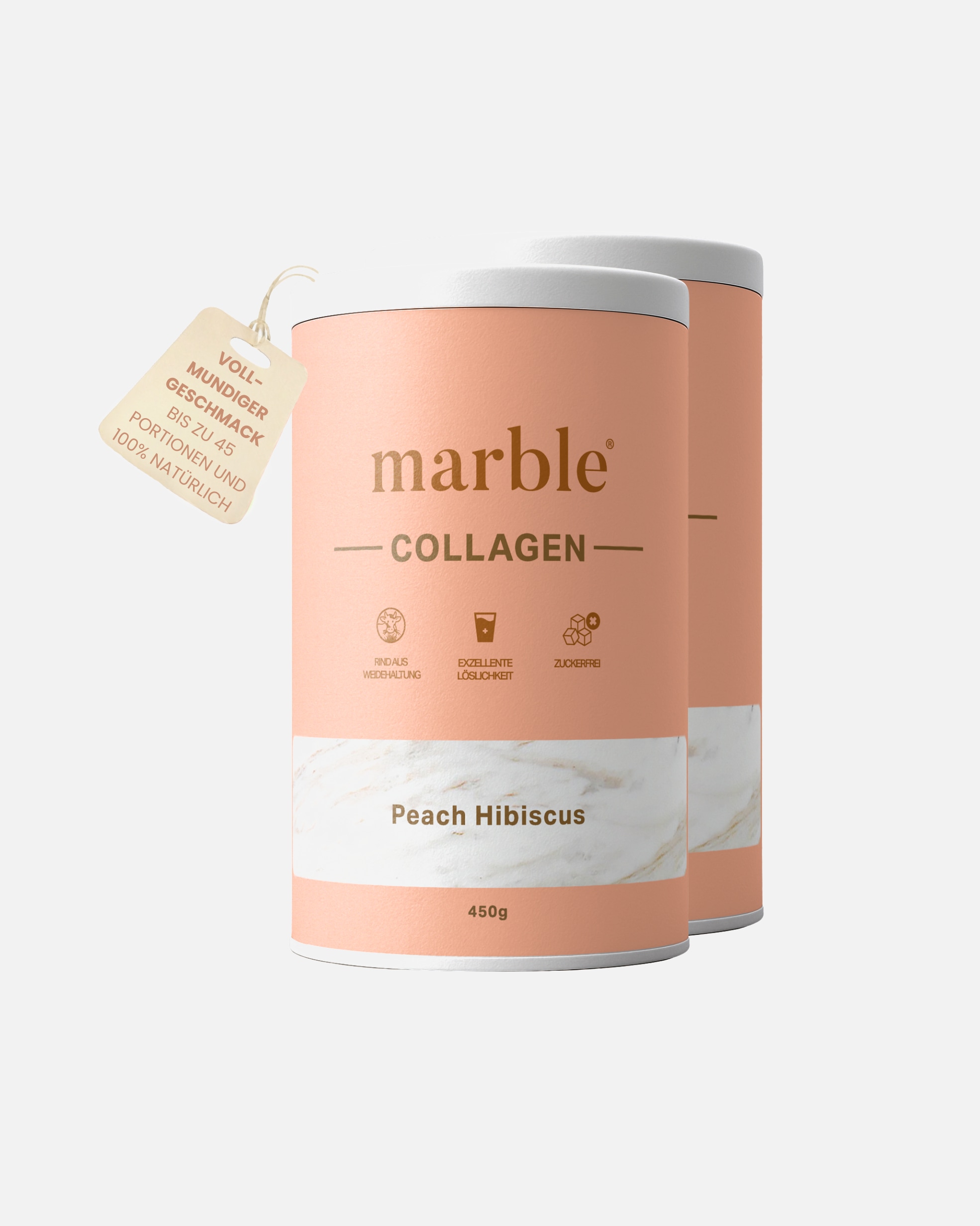 Anti-Aging-Nahrungsergänzung für Unisex marble Collagen Pulver – Peach Hibiscus – 2er Pack 2er Pack marble Collagen Pulver – Peach Hibiscus