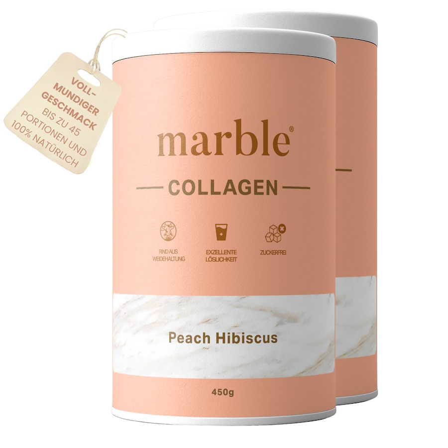 marble Collagen – Peach Hibiscus | Kollagenpeptide mit natürlichem Aroma 2er Pack Pulver 900 g Hellbraun