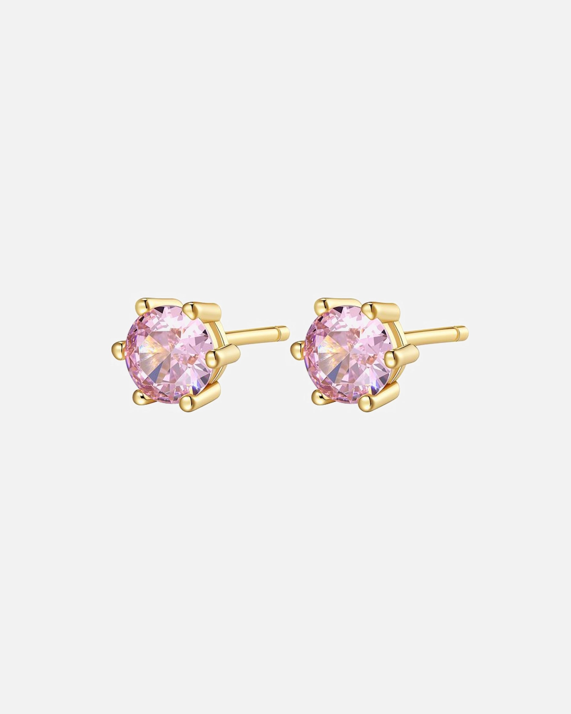 Ohrringe für Weiblich Hey Happiness Default Brand Line Rosa Edelstein Ohrstecker – 925 Sterling Silber Ohrringe – hypoallergen Gold