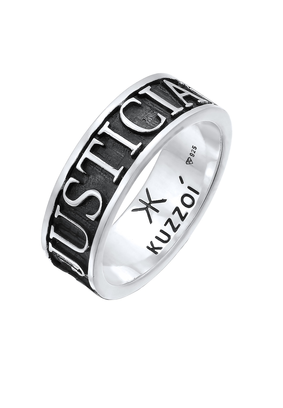 KUZZOI Herren Bandring Schriftzug 925 Silber oxidiert 62