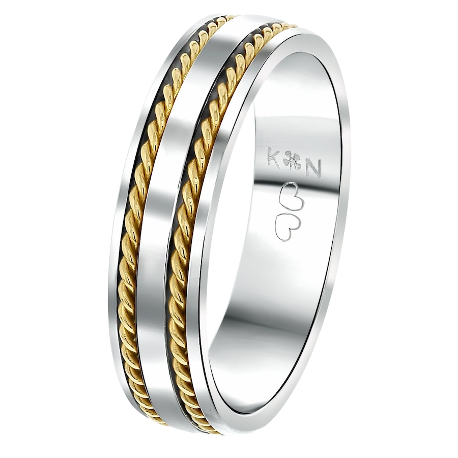 Lucardi Ringe 'Rhodos' Stahl - silbern-goldfarbig 53mm Herren