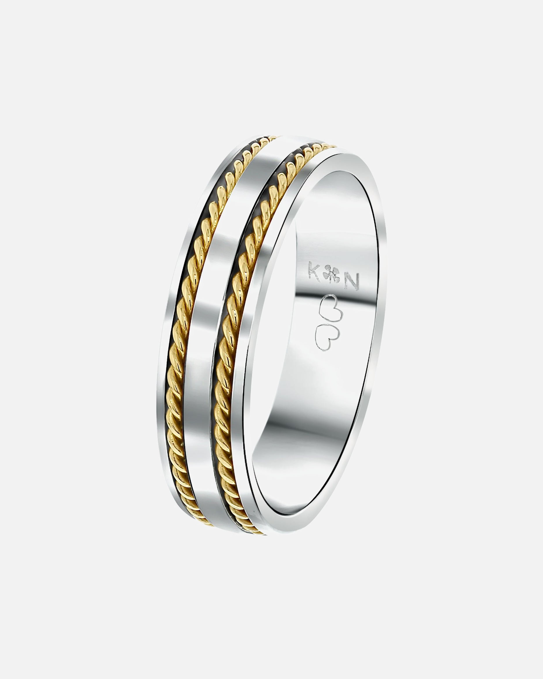 Ring für Männlich Lucardi Ringe 'Rhodos' Stahl - silbern-goldfarbig 64mm