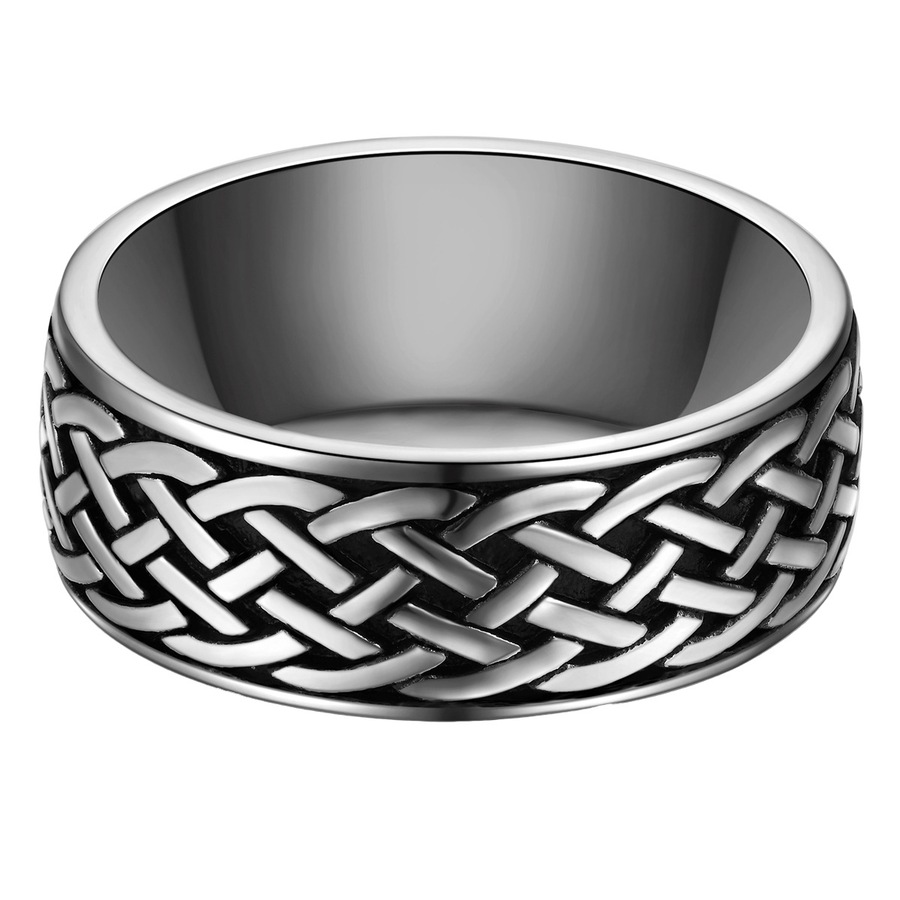 True Rebels Ring aus Edelstahl in Silber/Schwarz 58 Herren