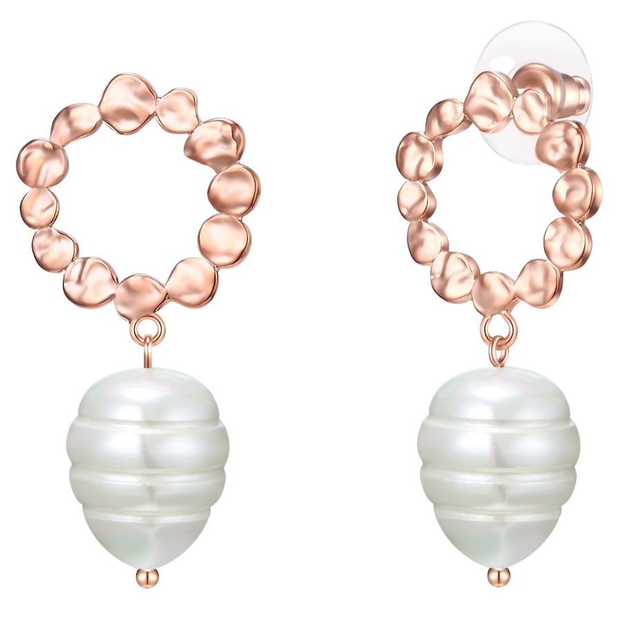 Lulu & Jane Perlen-Ohrhänger aus Messing in Roségold mitMuschelkernperle 42,7 mm Damen
