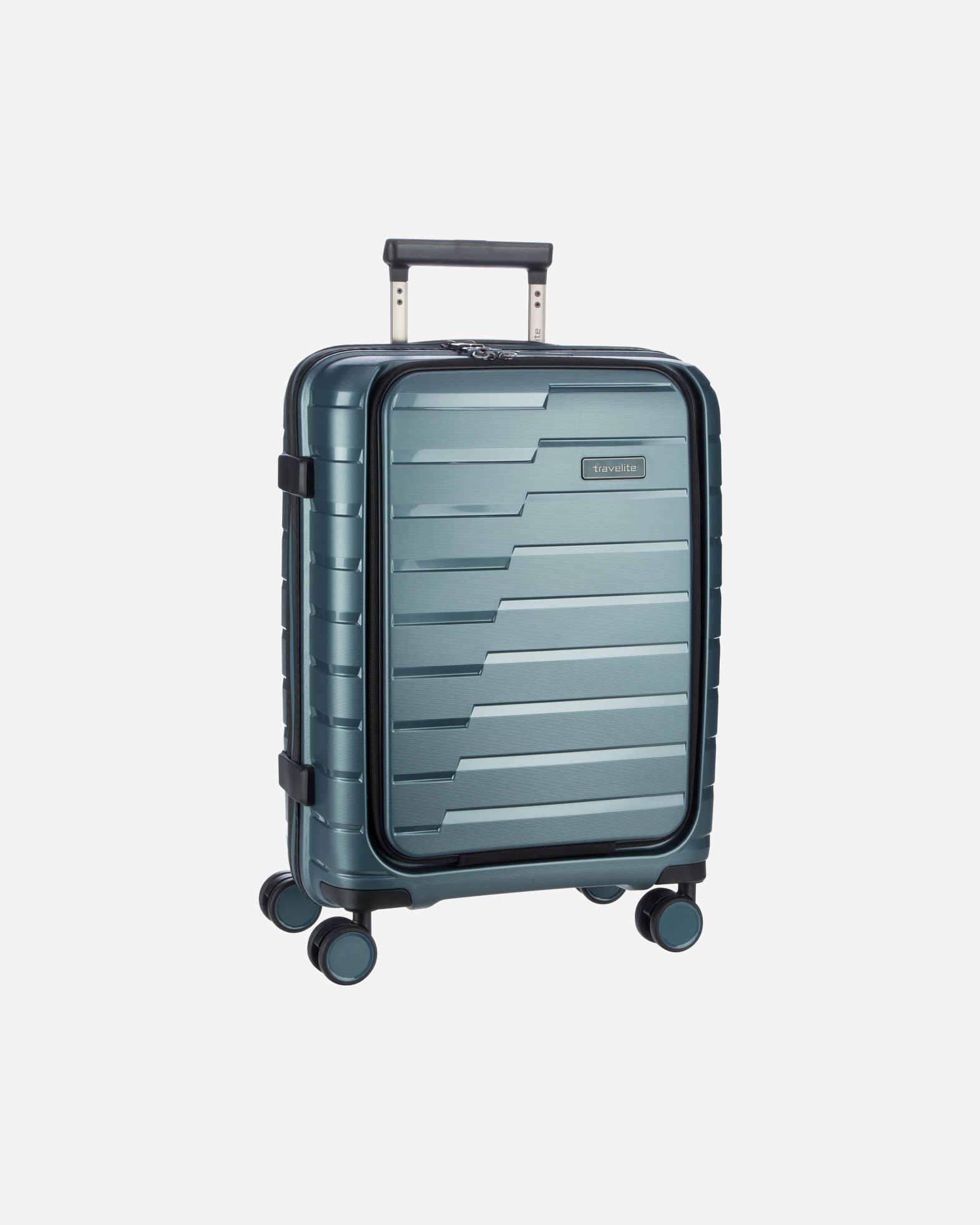 Trolley für Unisex Travelite Trolley + Koffer Air Base 4-Rad Trolley S Vortasche Eisblau