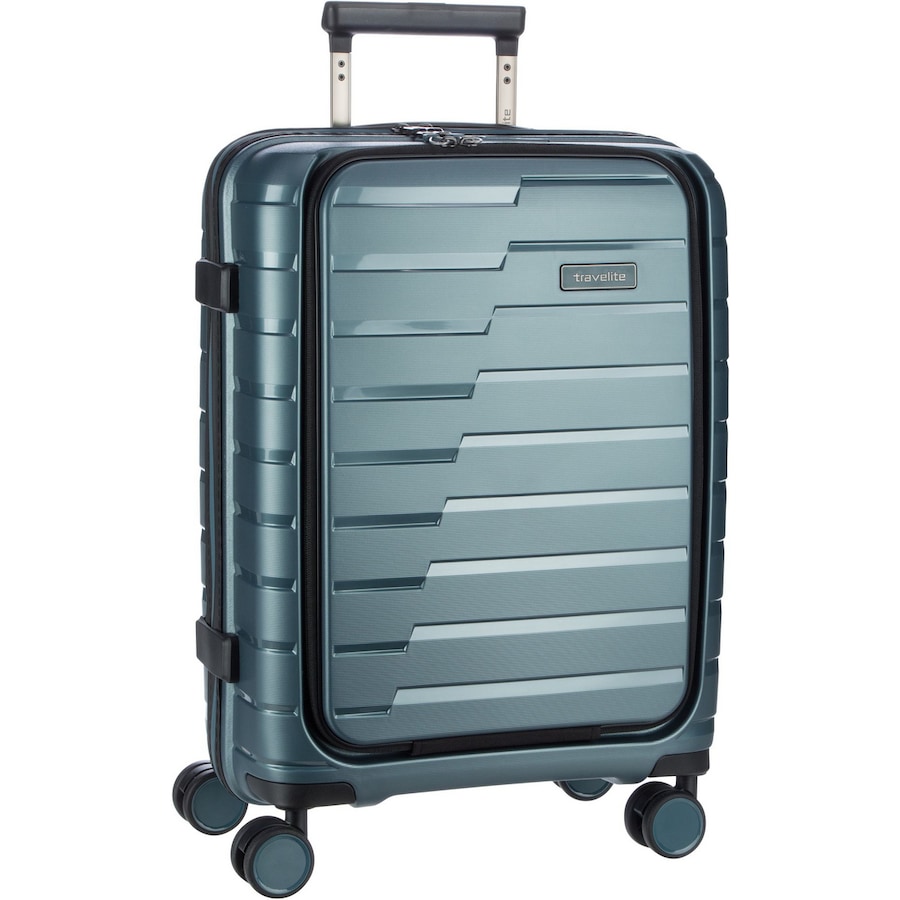 Travelite Trolley + Koffer Air Base 4-Rad S Vortasche Eisblau Petrol