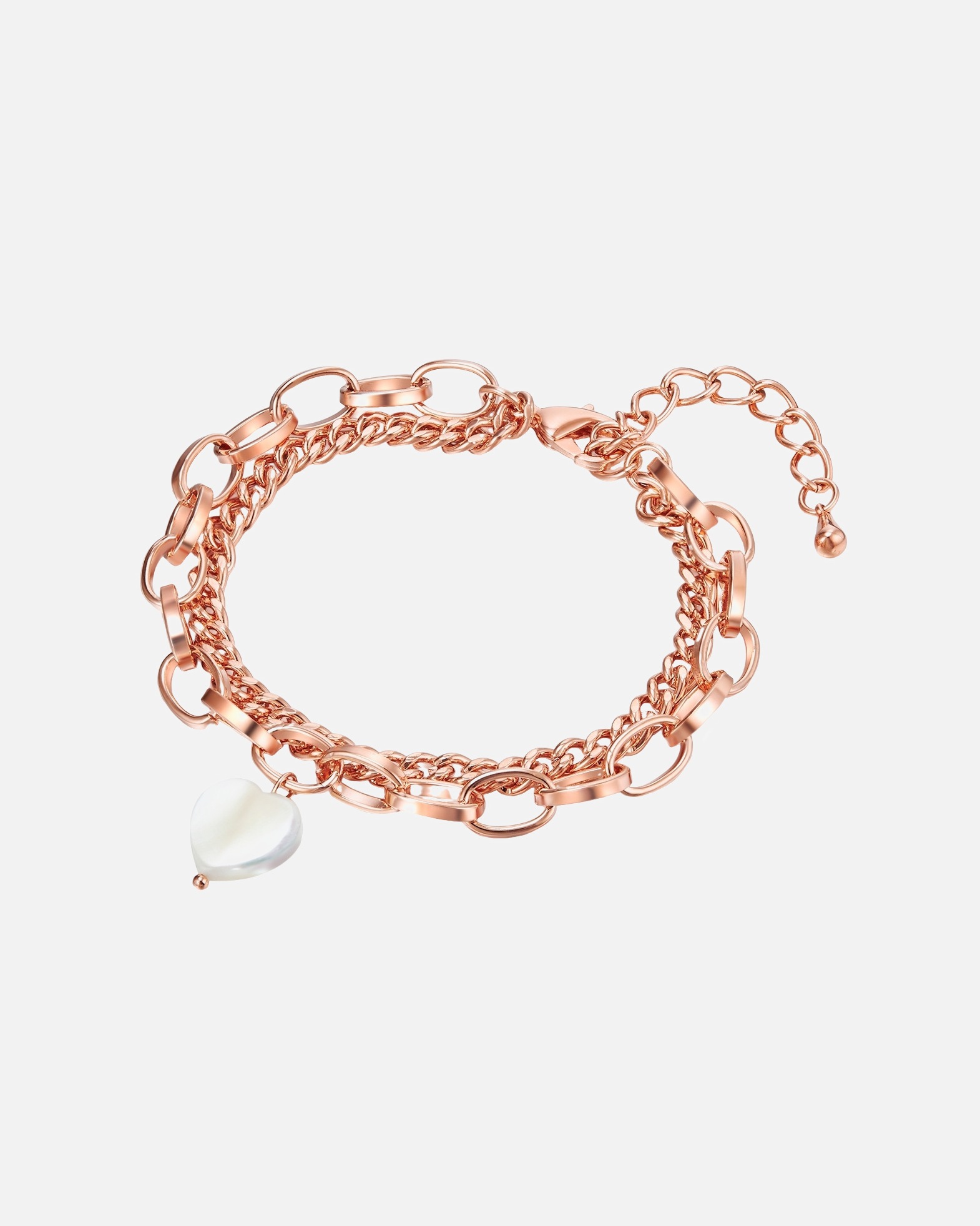 Armband für Weiblich Lulu & Jane Perlen-Armband aus Messing in Roségold mitPerlmutt 19,0 cm Basislänge + 5,0 cm Verlängerung