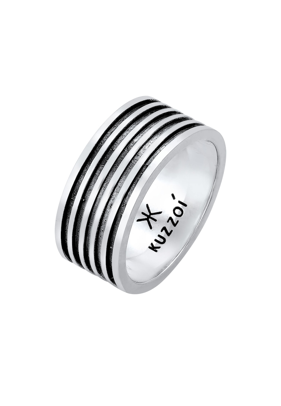 KUZZOI Herren Bandring Massiv Rillen 925 Silber 62