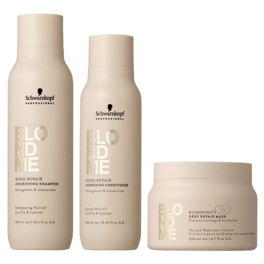 Schwarzkopf Professional Blondme Bond Repair Bundle Maske (Shampoo + Conditioner Deep Maske) Damen