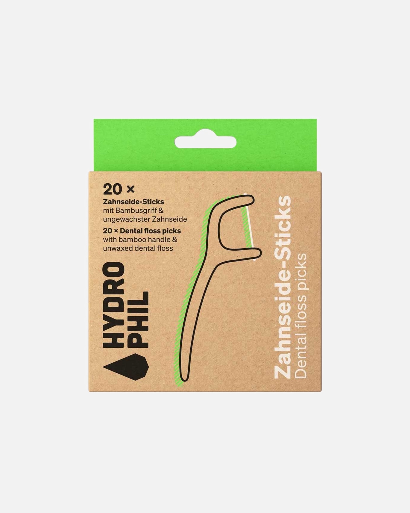Zahnseide für Unisex Hydrophil Zahnseide Sticks - Bambusgriff 20 Stück