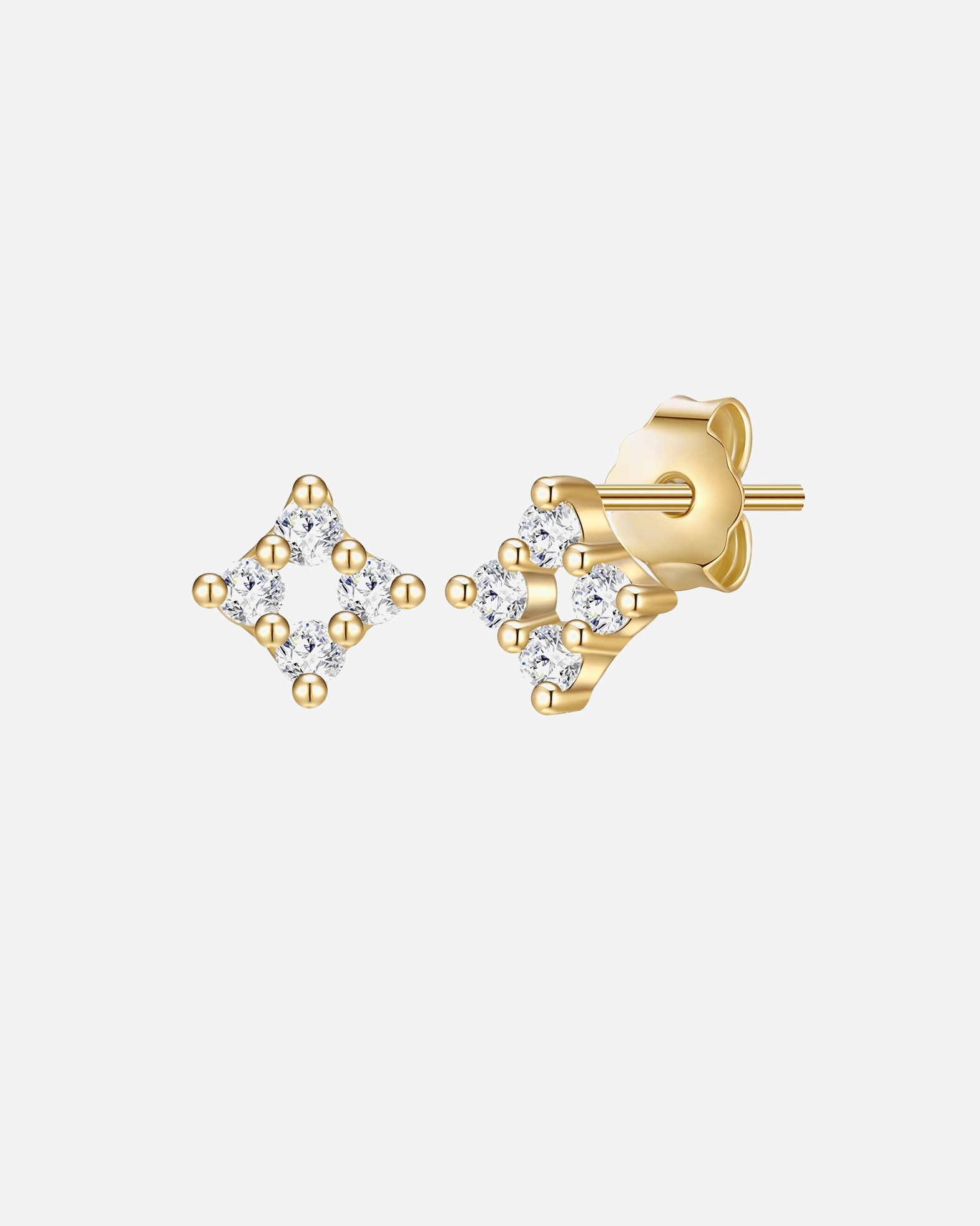 Ohrringe für Weiblich Glanzstücke München Ohrstecker Ouadrat aus Sterling Silber in gelbgold mit Zirkonia 5,1 mm
