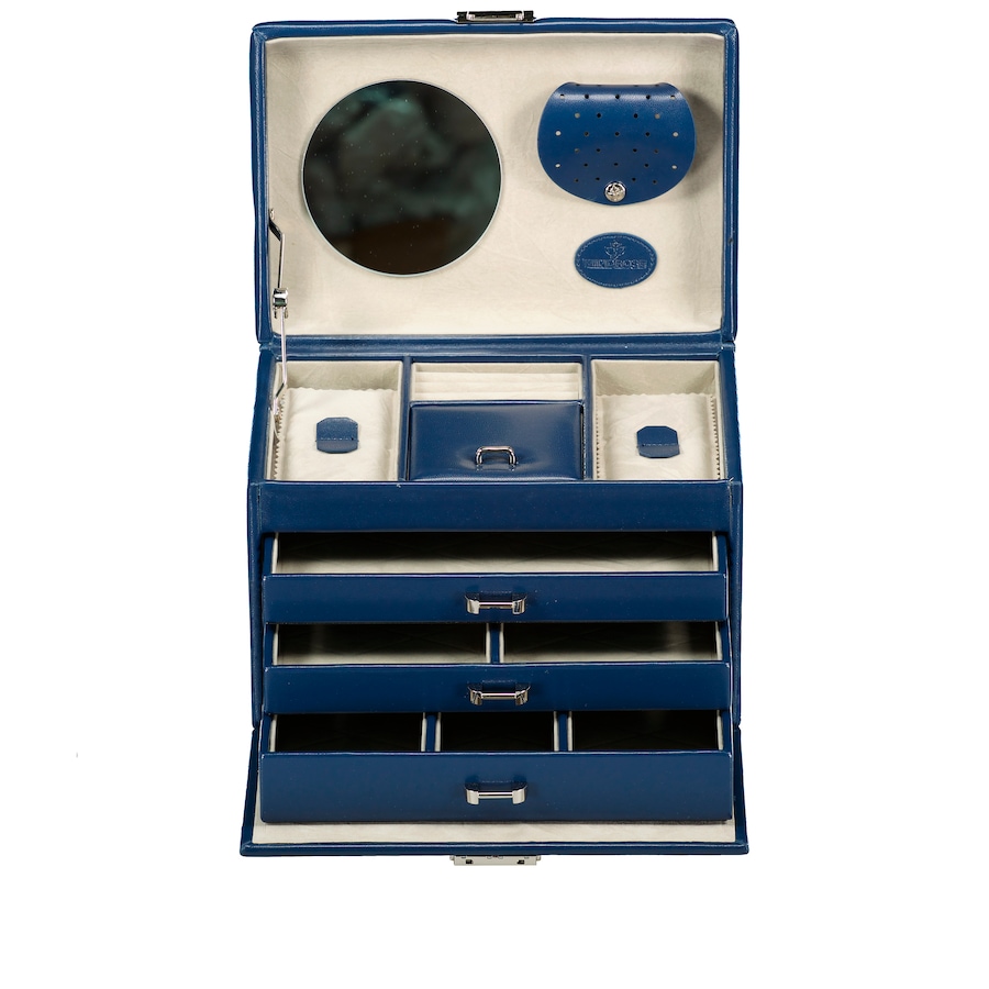 Windrose Schmuckkasten merino mit vier Etagen Dunkelblau Blau Damen