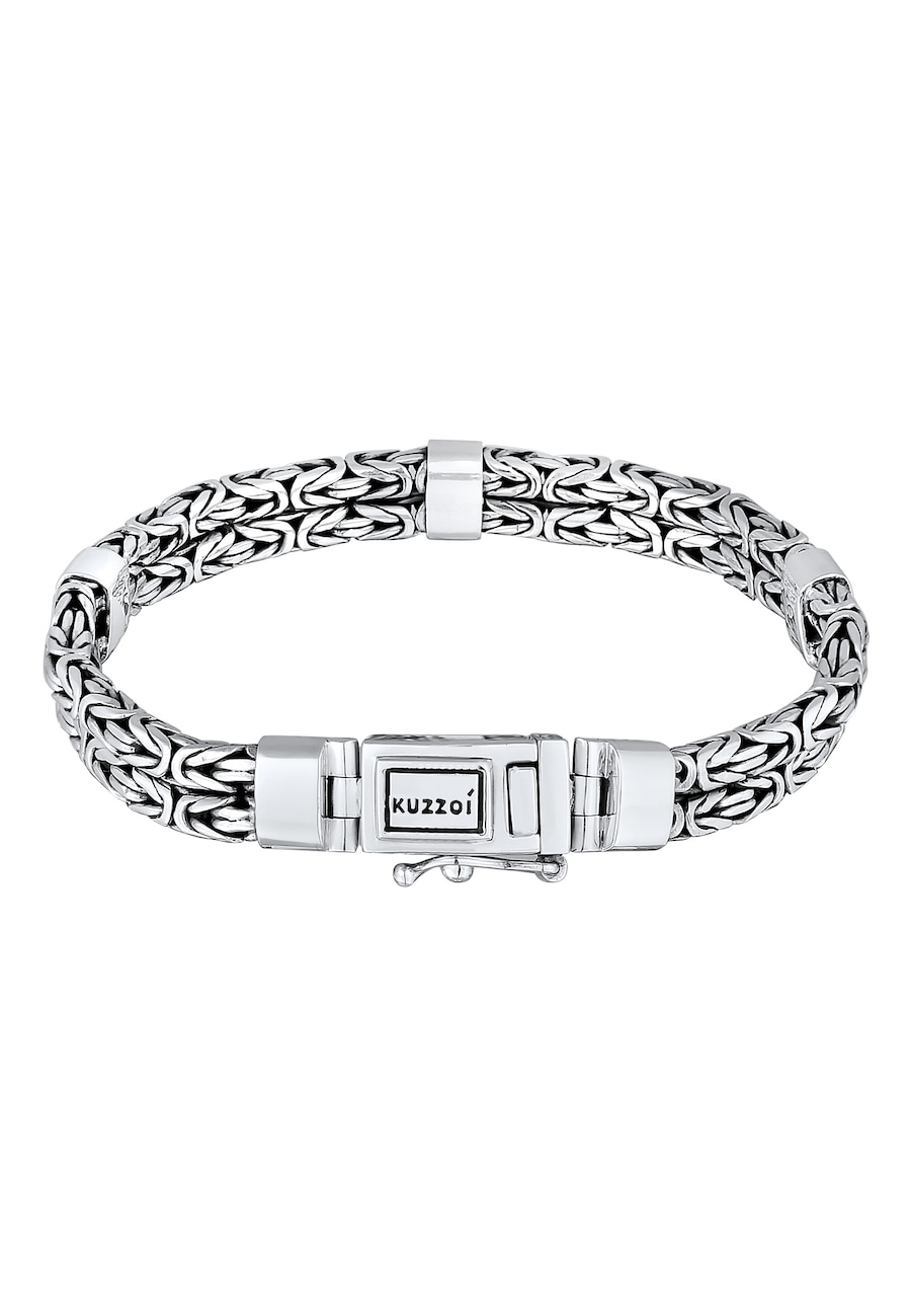 KUZZOI Armband Herren Königskette Oxidiert 925 Sterling Silber 23 cm