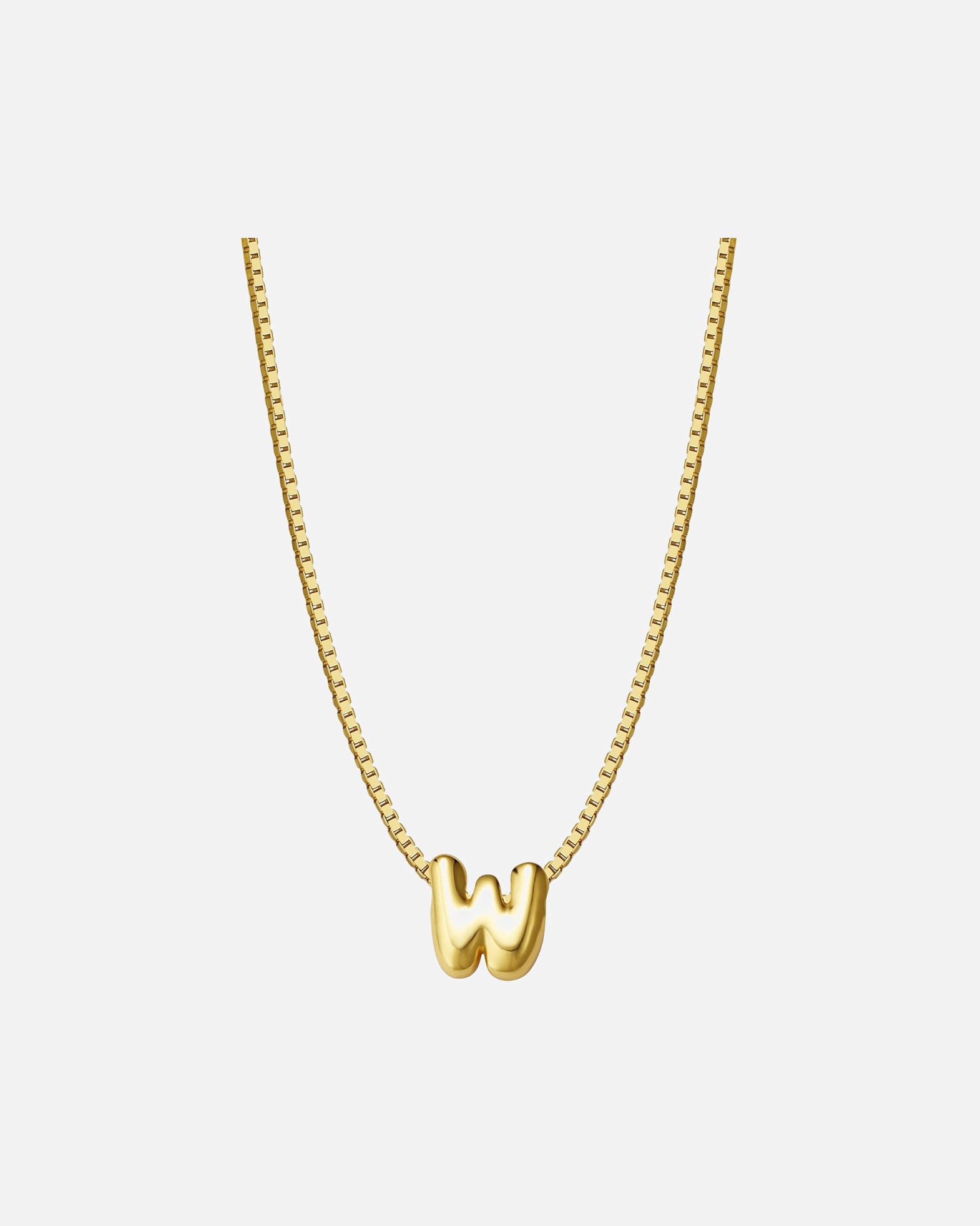 Halskette für Weiblich Glanzstücke München Halskette Buchstabe W aus Sterling Silber in gelbgold 40,0 cm Basiskette + 5,0 cm Verlängerung