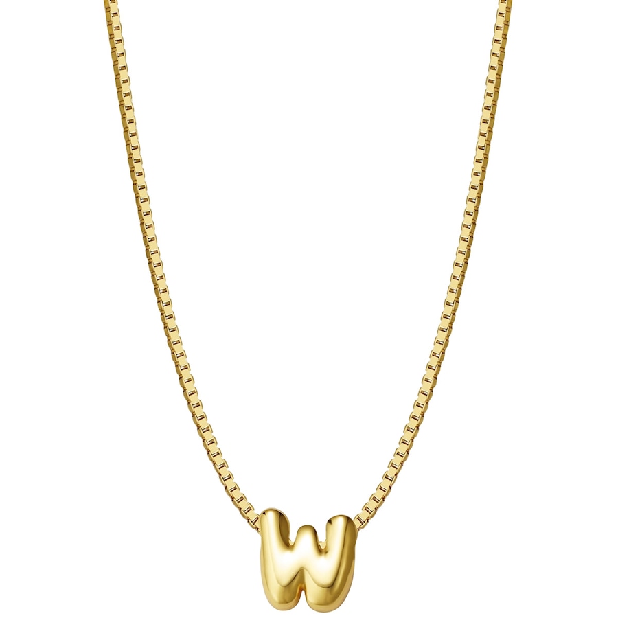 Glanzstücke München Halskette Buchstabe W aus Sterling Silber in gelbgold 40,0 cm Basiskette + 5,0 Verlängerung Damen