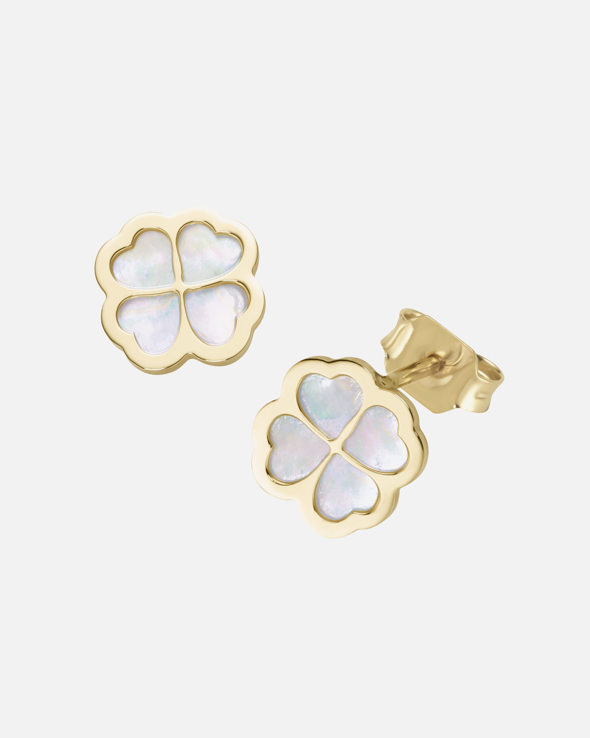 Ohrringe für Unisex Luigi Merano Ohrstecker Kleeblatt mit Perlmutt, Gold 375 Onesize