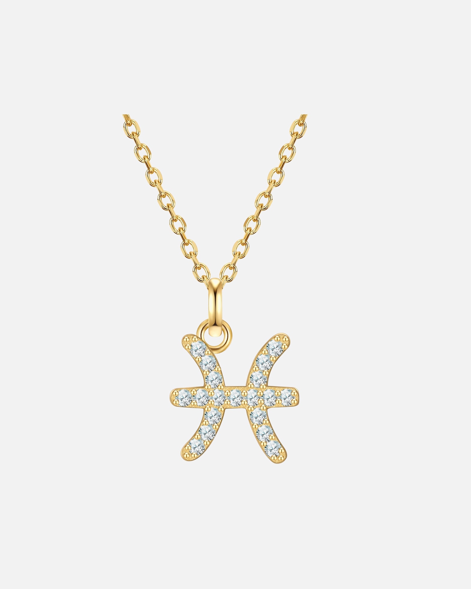 Halskette für Weiblich Glanzstücke München Halskette Sternzeichen Fische aus Sterling Silber in gelbgold mit Zirkonia 40,0 cm Basiskette + 5,0 cm Verlängerung