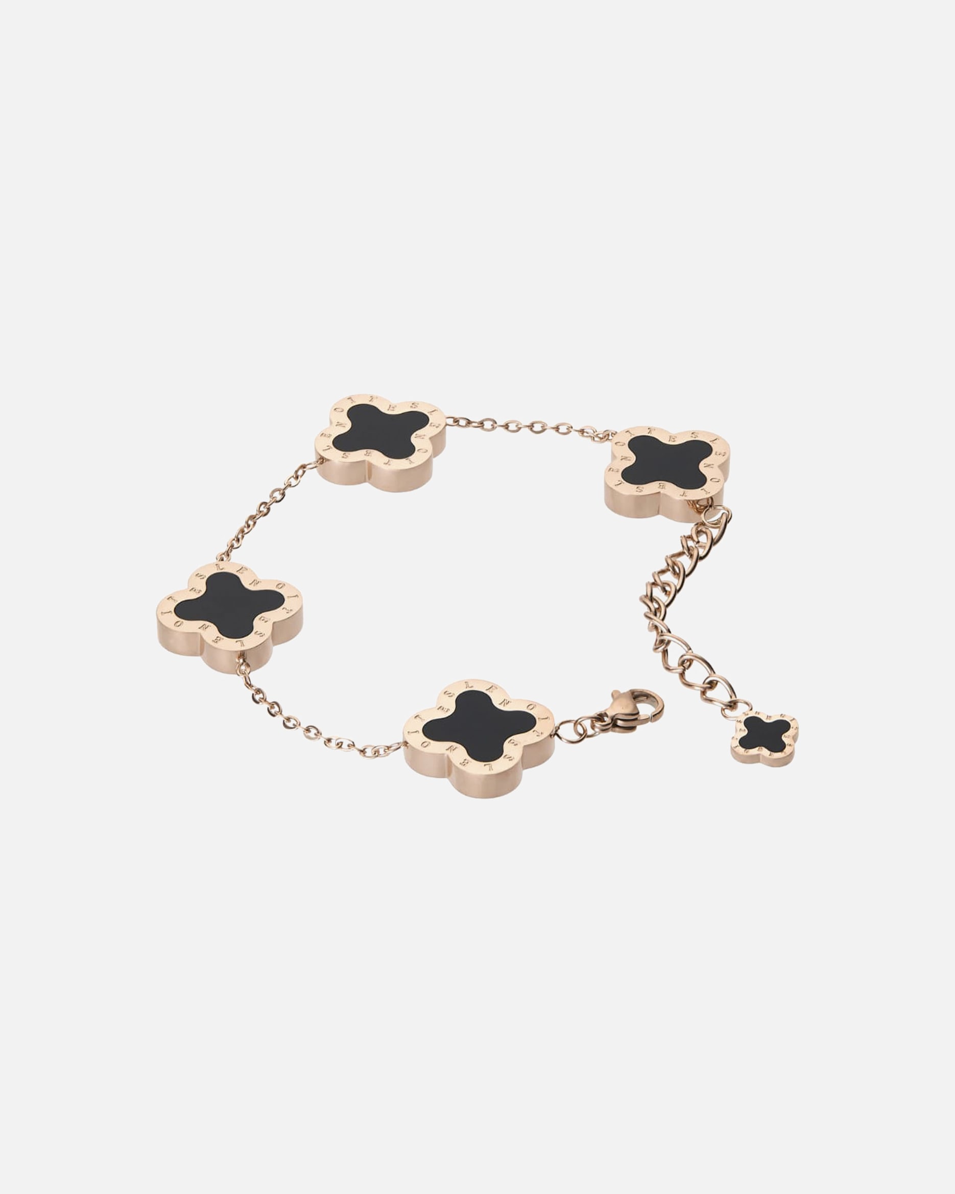 Armband für Weiblich Lenoites Armband 'Four-leaf Clover' rose gold black