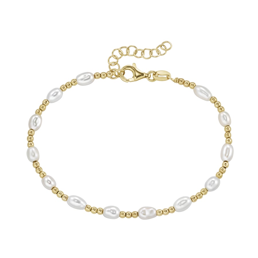 Smart Jewel Armband mit Kugeln und Süßwasser-Perlen, Silber 925 19 cm Weiss