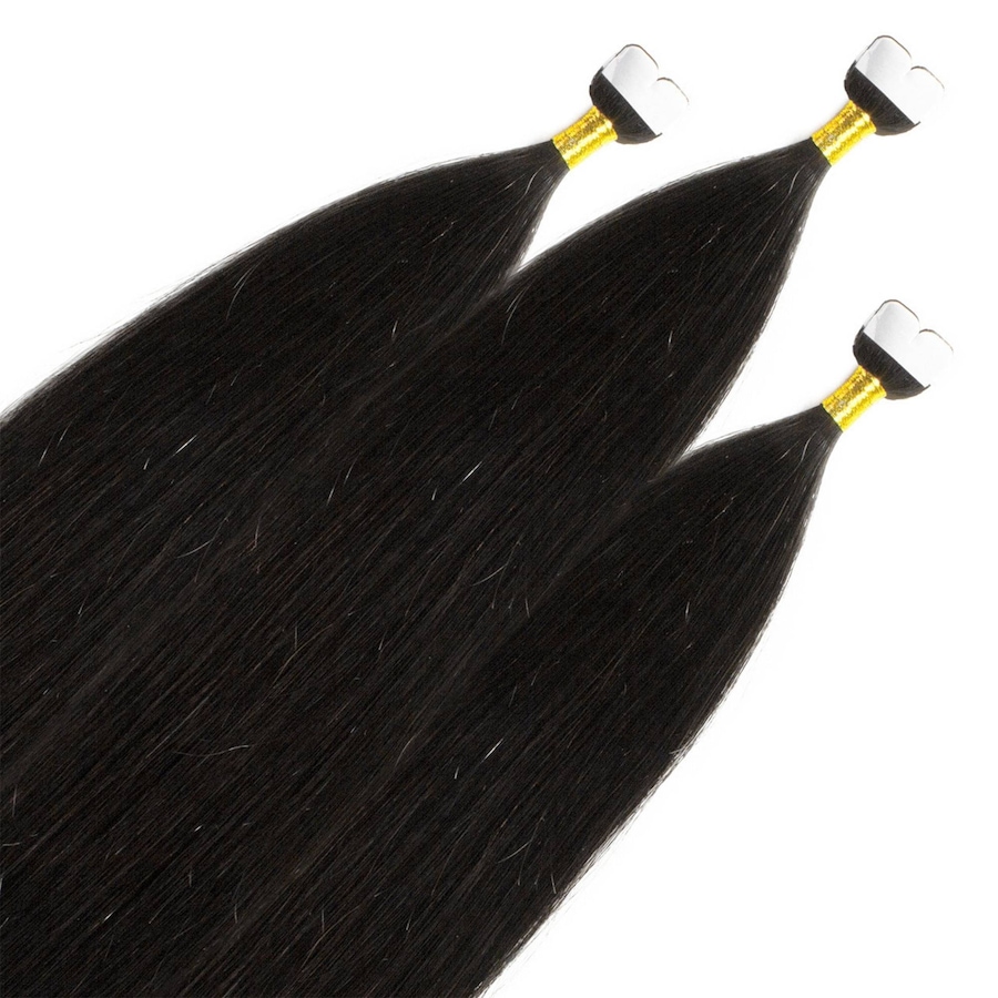 hair2heart Mini Tape Extensions Premium Echthaar #2/0 Schwarz 50cm Damen