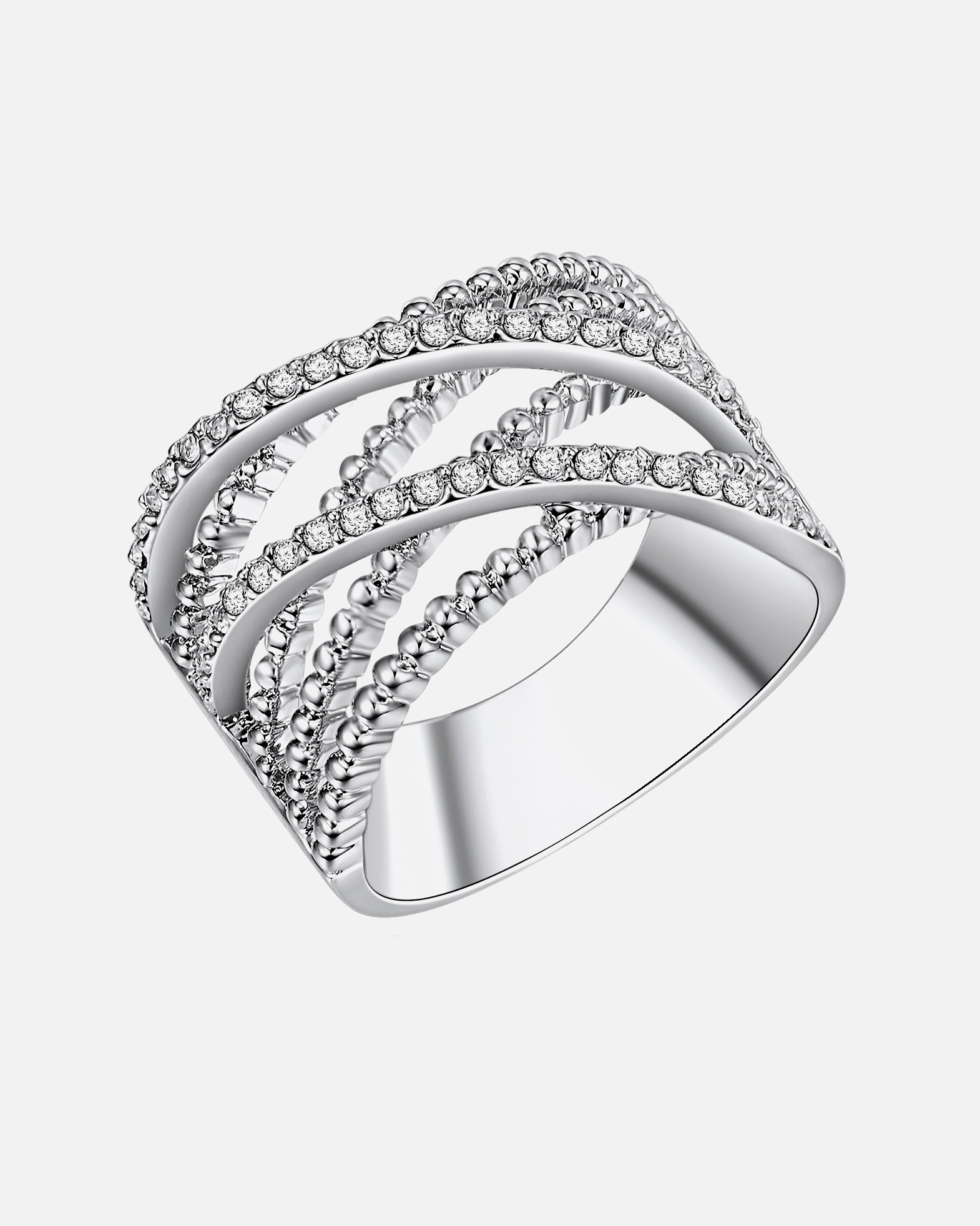 Ring für Weiblich Lulu & Jane Ring Metall-Legierung Glas in Silber 56