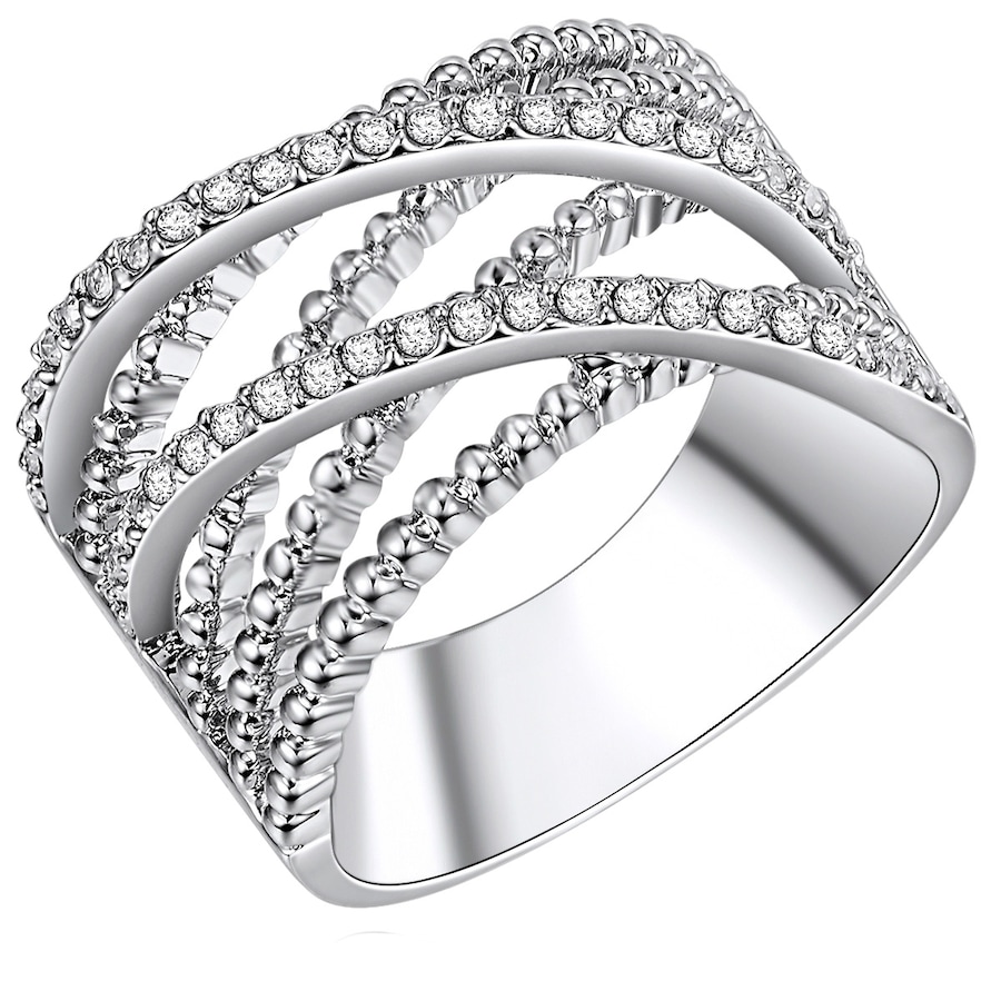 Lulu & Jane Ring Metall-Legierung Glas in Silber 52 Damen